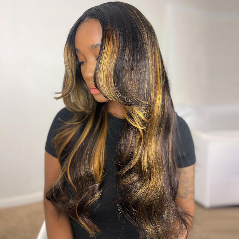 Eullair Pre-Colored Blue 99J Burgundy Layered Cut Body Wave Human Hair Wig with Curtain Bangs | Lace Front Wig for Women | Perfect for Cosplay, Daily Wear & Special Occasions