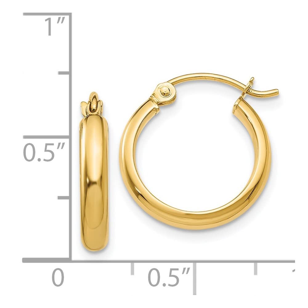 14K Yellow Gold Round Tube Hoop Earrings for Women - Diamond2Deal Fine Jewelry - Perfect for Everyday Wear, Parties & Special Occasions