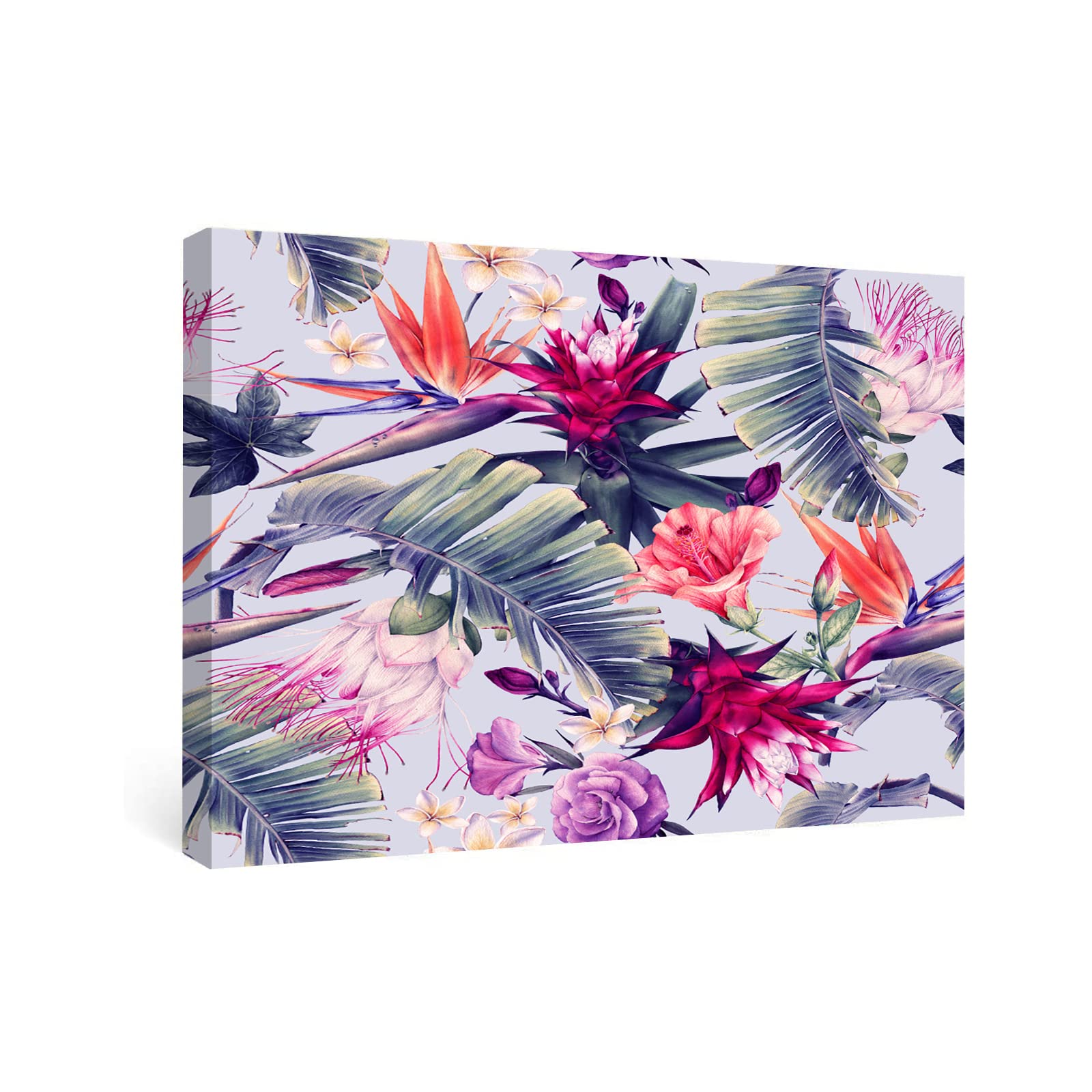 Tropical Floral Canvas Wall Art - Farmhouse Decor for Living Room & Kitchen