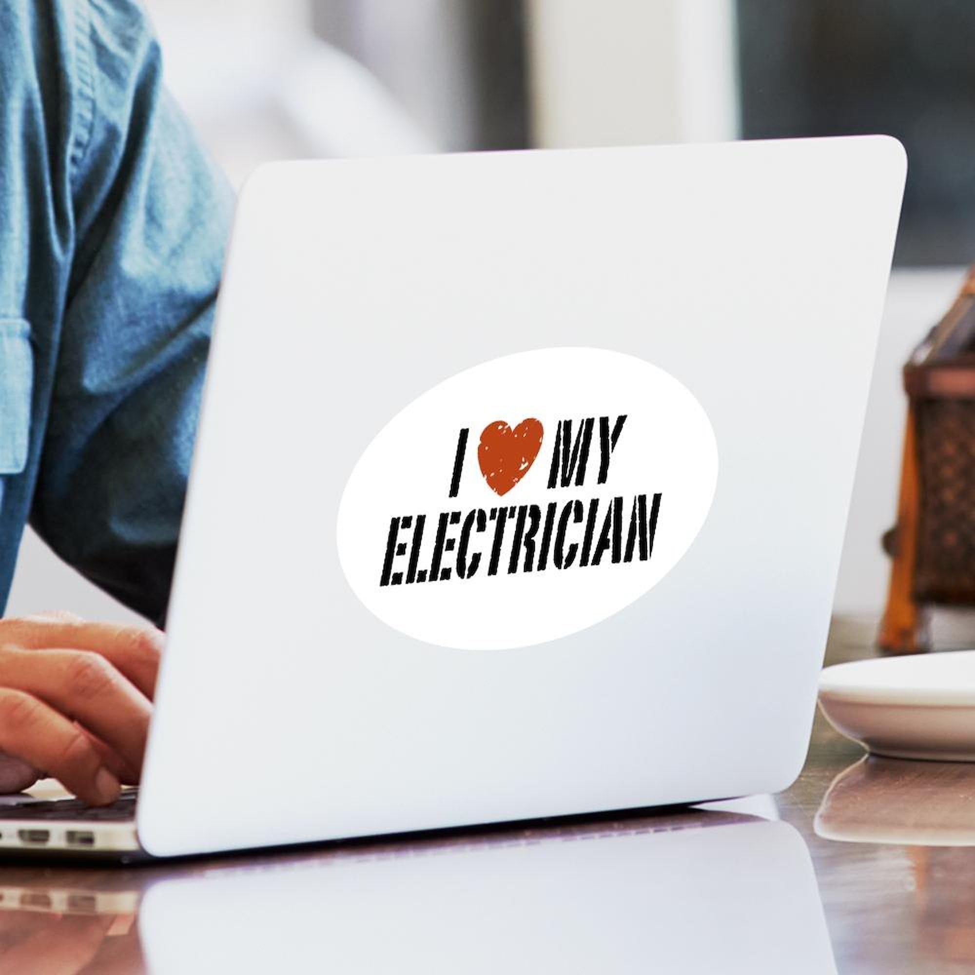 I Love My Electrician Oval Sticker - Waterproof Vinyl Decal for Cars, Laptops, Windows - Perfect for Electricians, DIY Enthusiasts & Appreciation Gifts