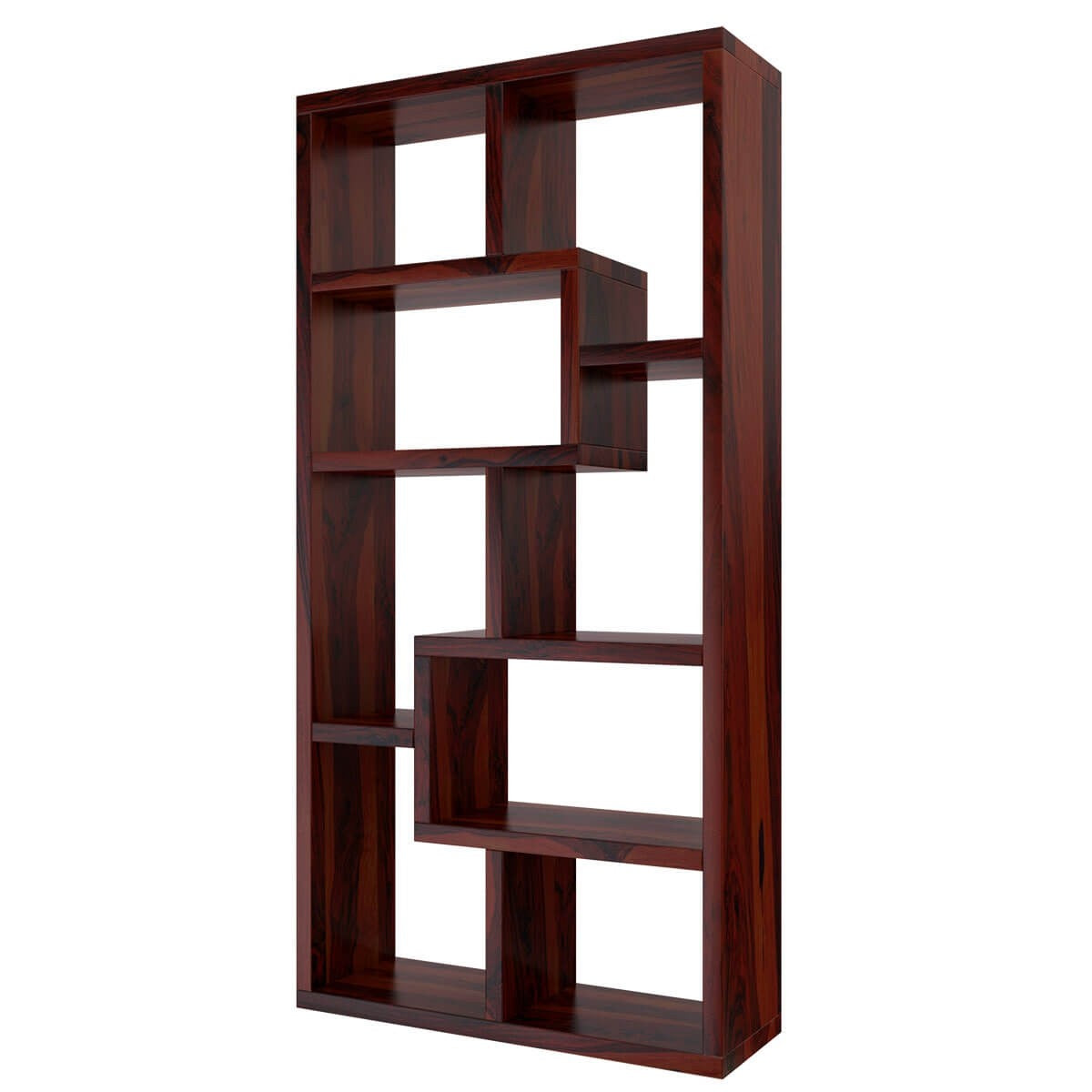 Gadsden Contemporary 8-Tier Open Shelf Solid Wood Geometric Bookcase - Stylish Storage for Books, Decor & Display in Living Room, Office or Study