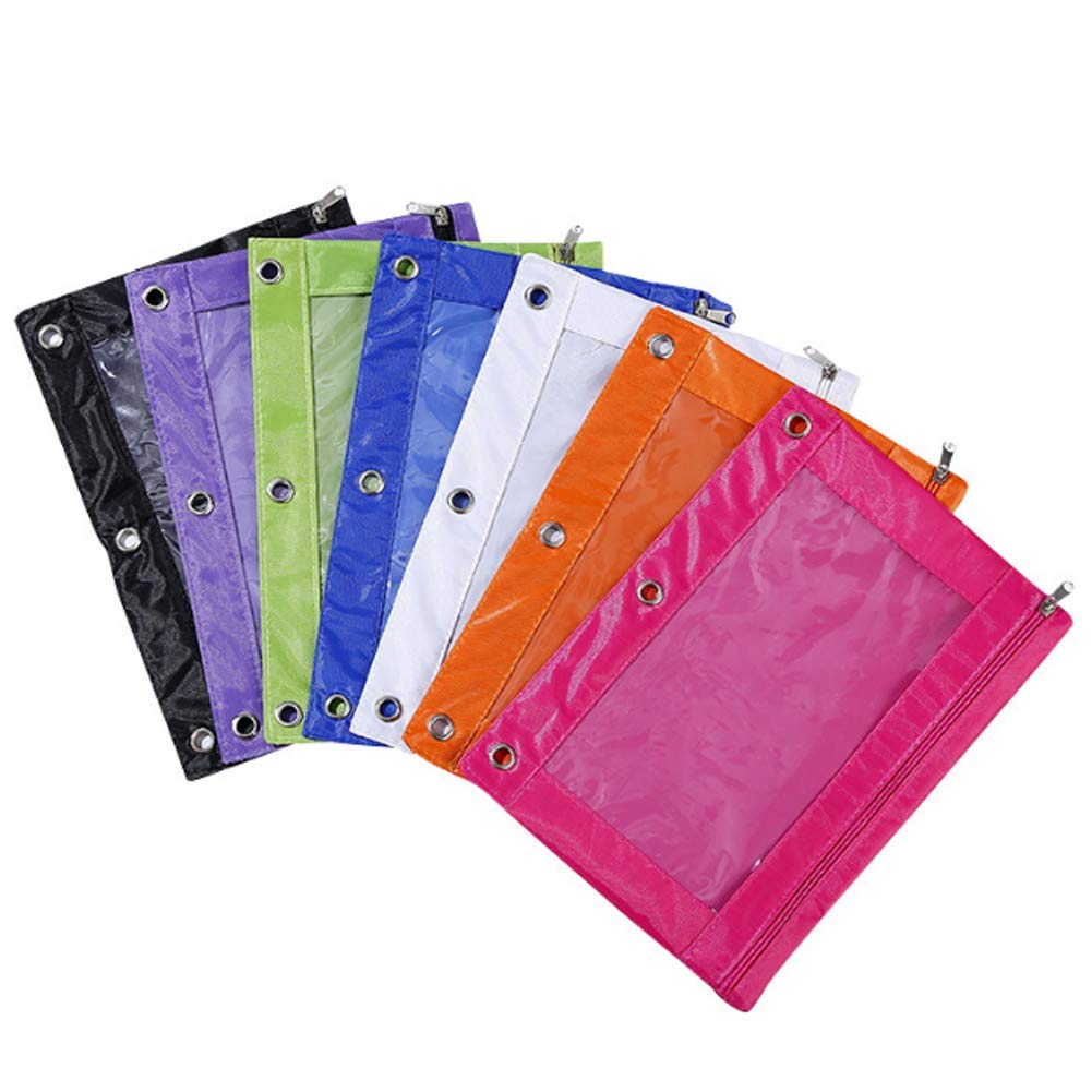 3-Pack Clear Window Pencil Bags with Zipper - 3-Ring Binder Pen Pouch for School & Office Supplies - Stationery Organizer for Notebooks, Folders, Pencils (Random Colors) - Perfect for Students, Teachers & Office Workers