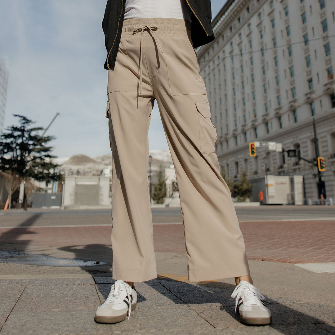 Audrey Cargo Pants for Women - Stylish Cobblestone Color Casual Trousers with Multiple Pockets | Perfect for Outdoor Adventures, Travel & Everyday Wear