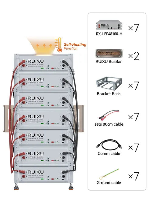 RUiXU Self-Heating Battery with Optional Installation - Universal Bracket Rack for Solar Panels, RV, and Off-Grid Power Systems | Easy DIY Setup for Home & Outdoor Use
