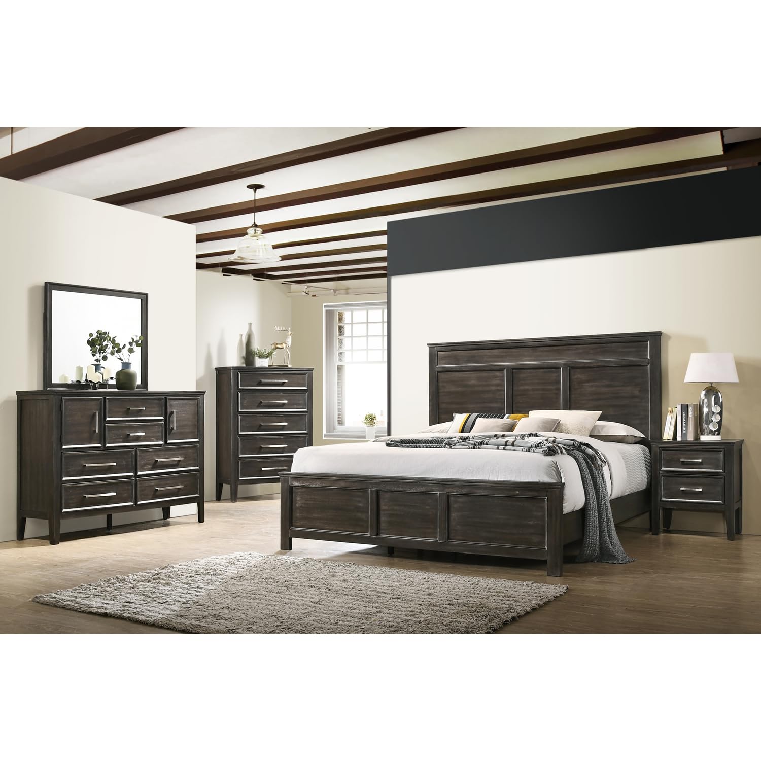 Andover Wood 2-Drawer Nightstand in Nutmeg - Classic Bedroom Furniture for Small Spaces, Bedside Storage Solution, Modern Home Decor