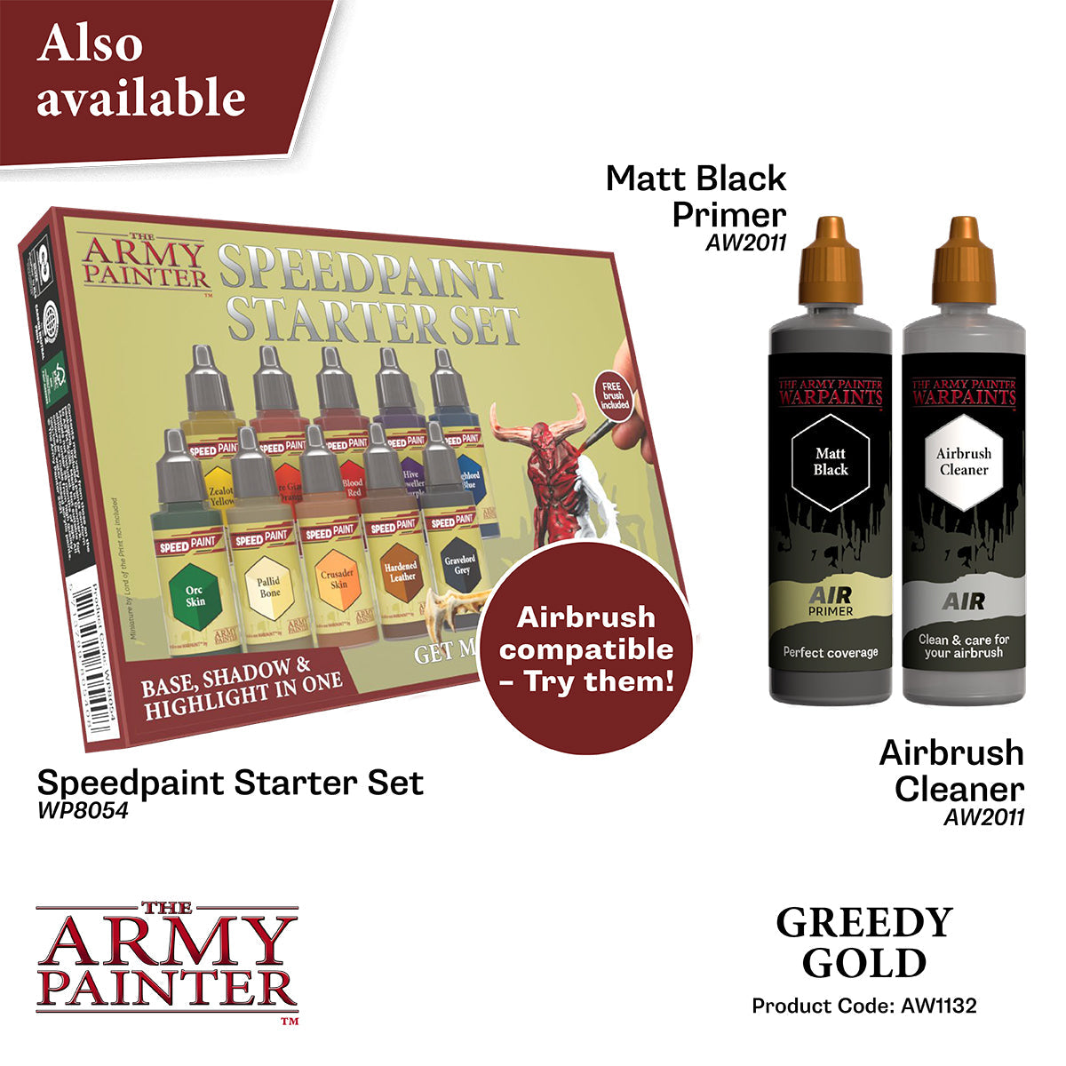 Warpaints Air Metallics Greedy Gold - Premium Metallic Airbrush Paint for Miniatures, Models & Cosplay - Perfect for Warhammer, Tabletop Gaming & DIY Crafts