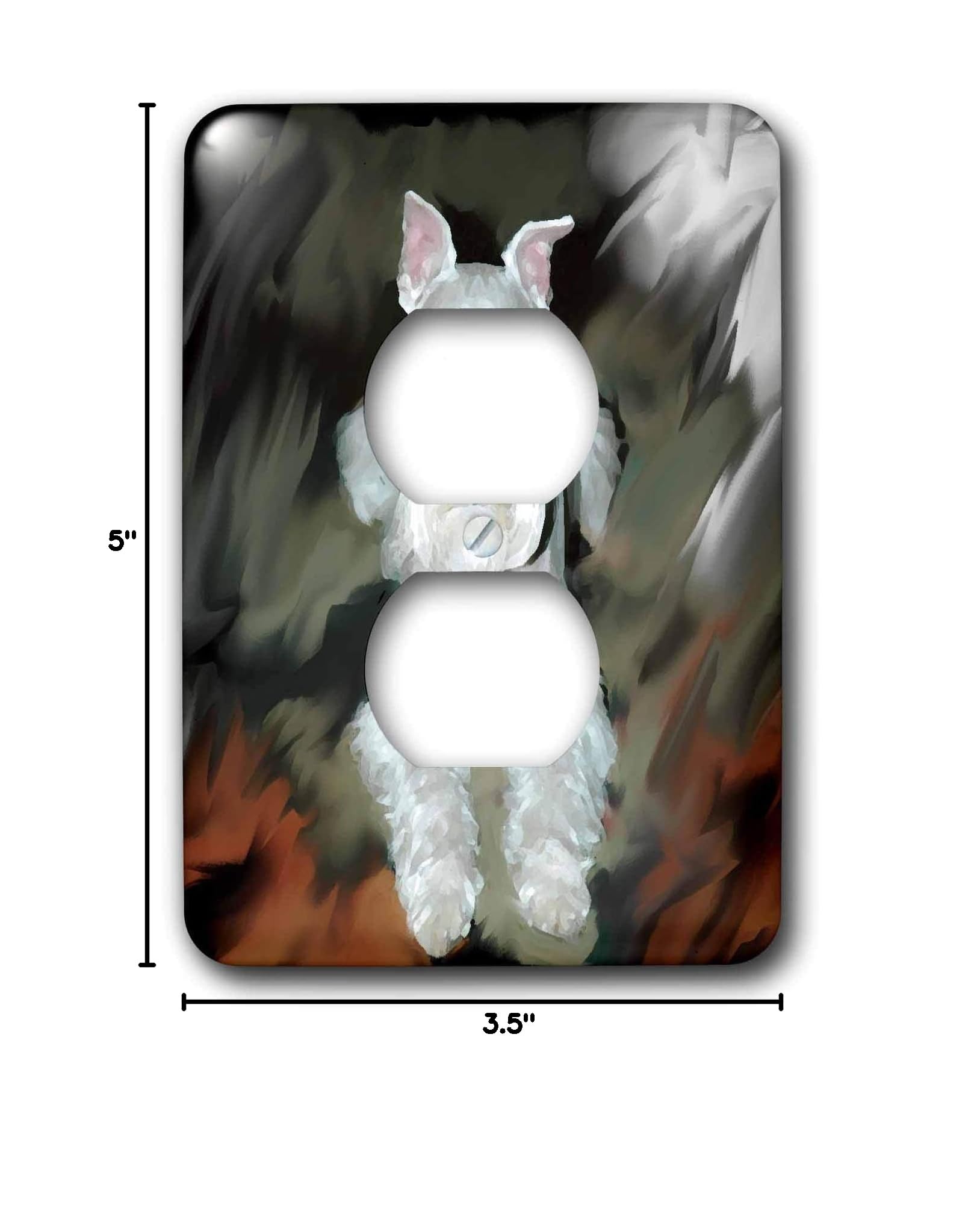 3dRose lsp_4827_6 White Schnauzer 2 Plug Outlet Cover - Decorative Electrical Safety Cover for Home & Office - Perfect for Living Room, Bedroom, or Nursery Decor