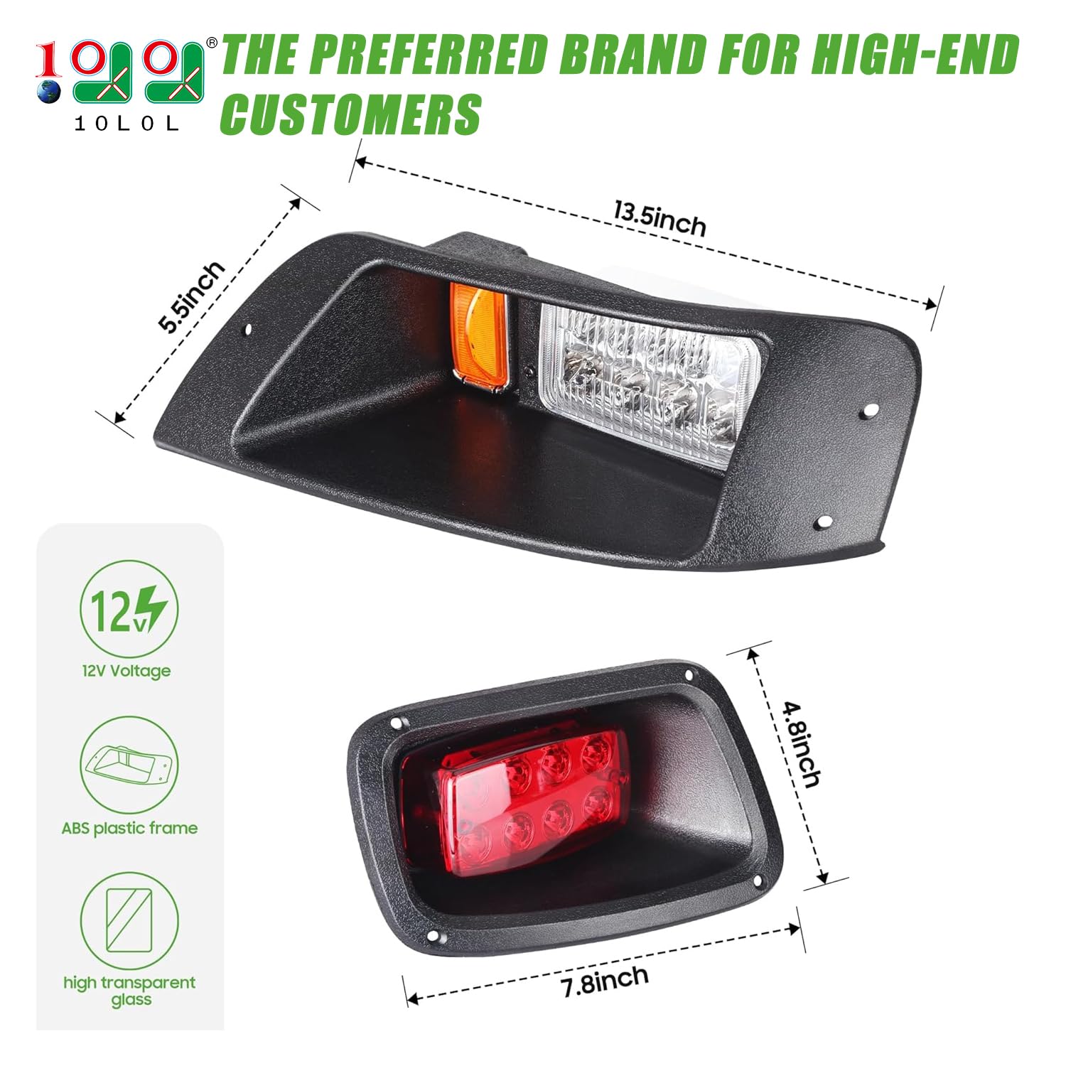 EZGO TXT Golf Cart Headlight & Tail Light Kit 10L0L for 1996-2013 Models - 12V Street Legal Lighting with Turn Signal Wiring Harness - Perfect for Night Driving & Neighborhood Cruising