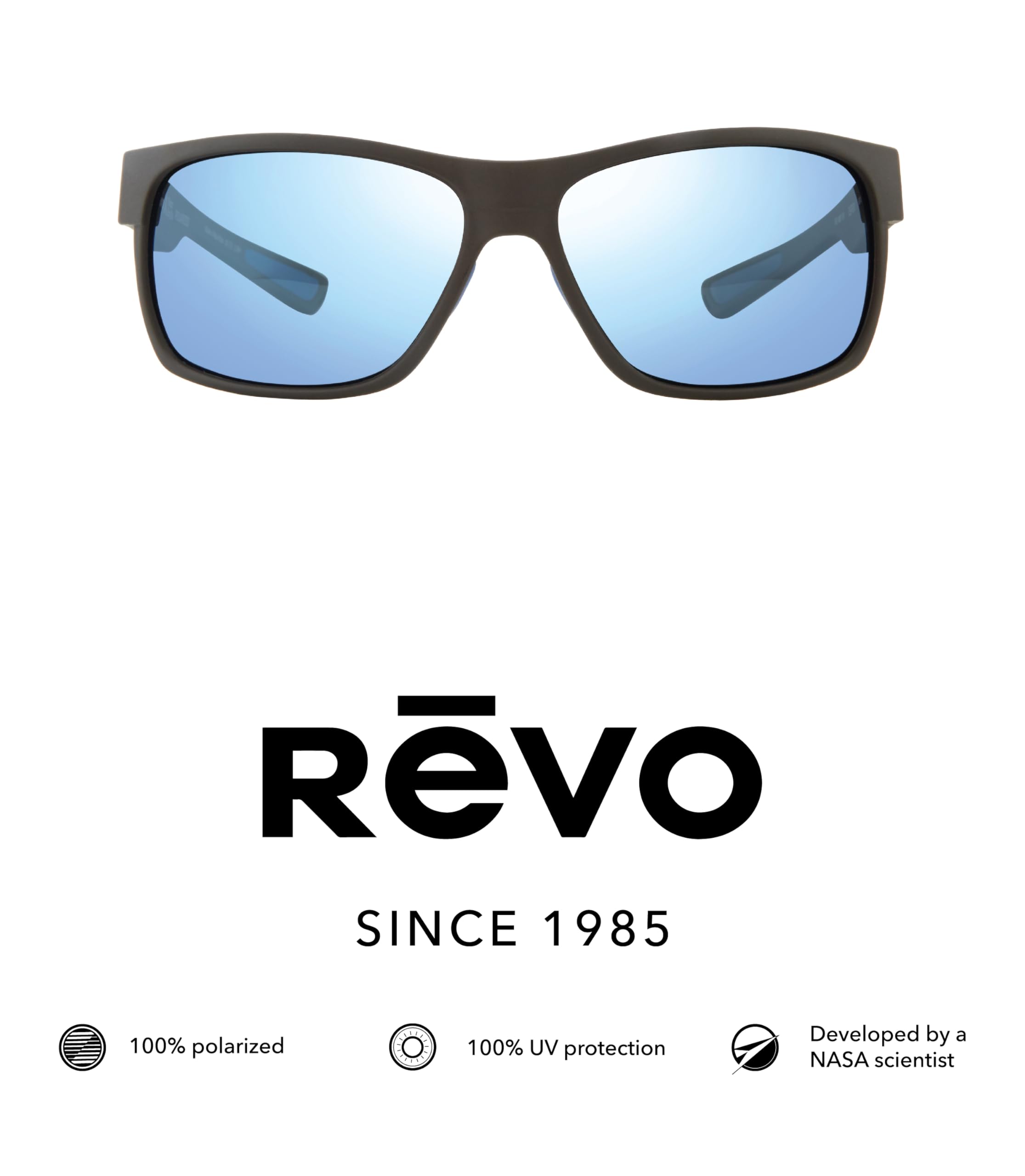 Revo Espen Polarized Sunglasses - Bendable Rectangle Wrap Frame for Men & Women - UV Protection for Driving, Running, and Outdoor Activities
