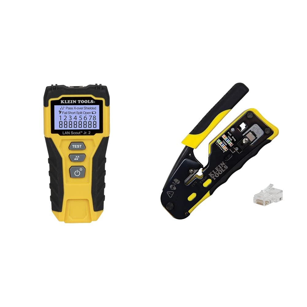 Klein Tools Cable Tester & Data Cable Installation Tool Kit - Professional Network Cable Tester for Ethernet, RJ45, Cat5, Cat6 - Perfect for IT Technicians, Electricians & Home Network Setup