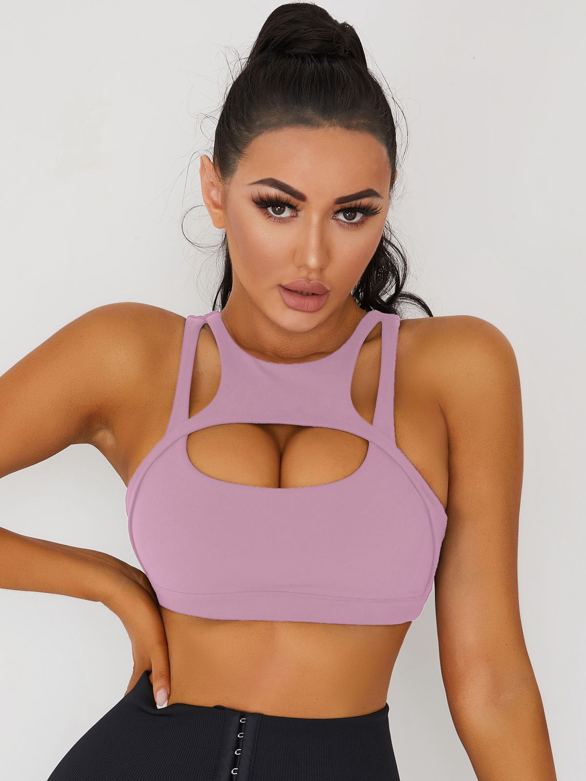 ZASUWA Women's Sexy Cutout Sports Bra - High Support Workout Top for Yoga, Gym & Running
