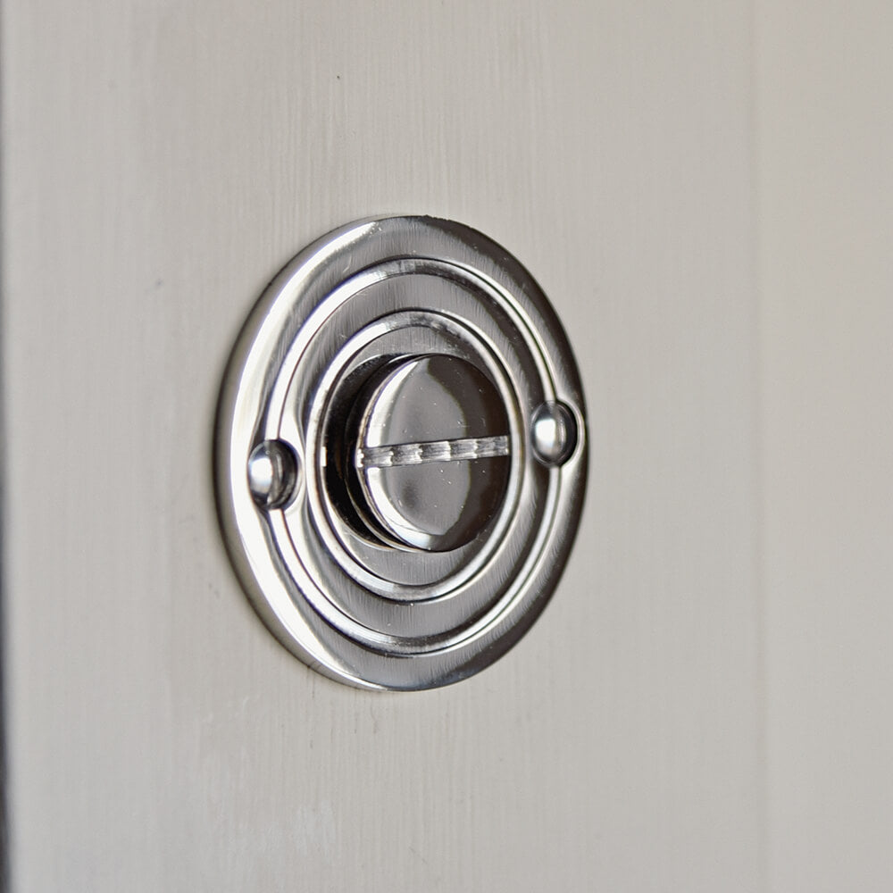 Polished Nickel Round Bathroom Thumbturn Lock - Durable & Stylish Privacy Door Knob for Bathroom, Bedroom, or Closet - Perfect for Home & Office Use