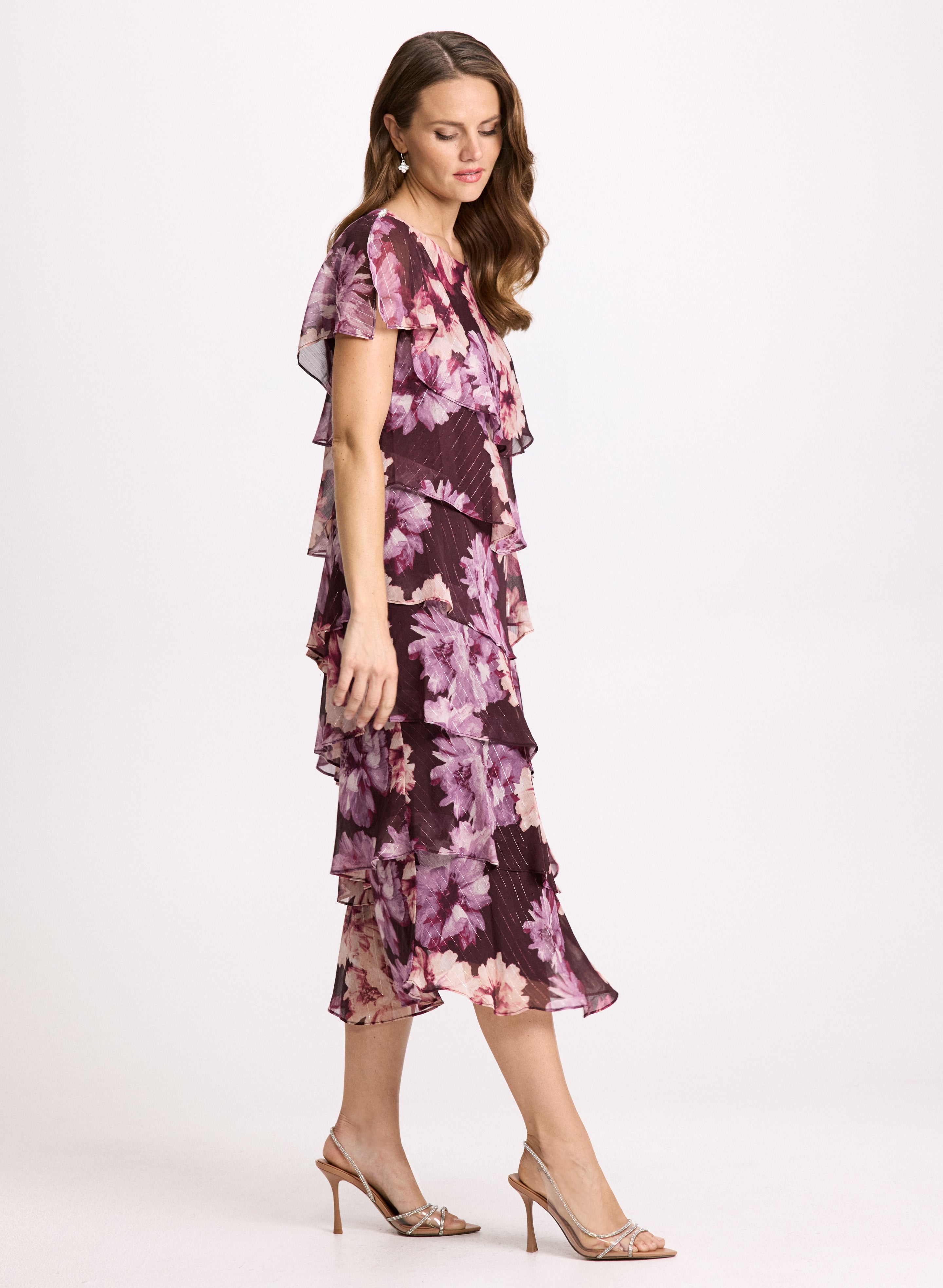 Floral Print Tiered Skirt Dress for Women - Summer Boho Maxi Dress with Pockets - Perfect for Beach Vacations, Music Festivals & Date Nights
