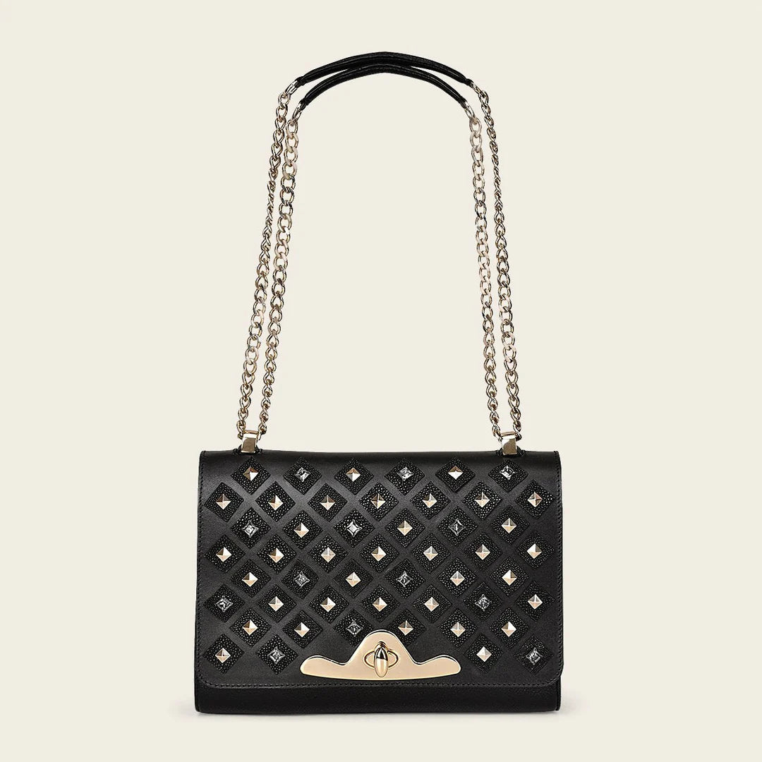 BOD84MA Women's Cuadra Black Fashion Stingray Crossbody Bag - Stylish & Durable for Everyday Use, Work, and Travel
