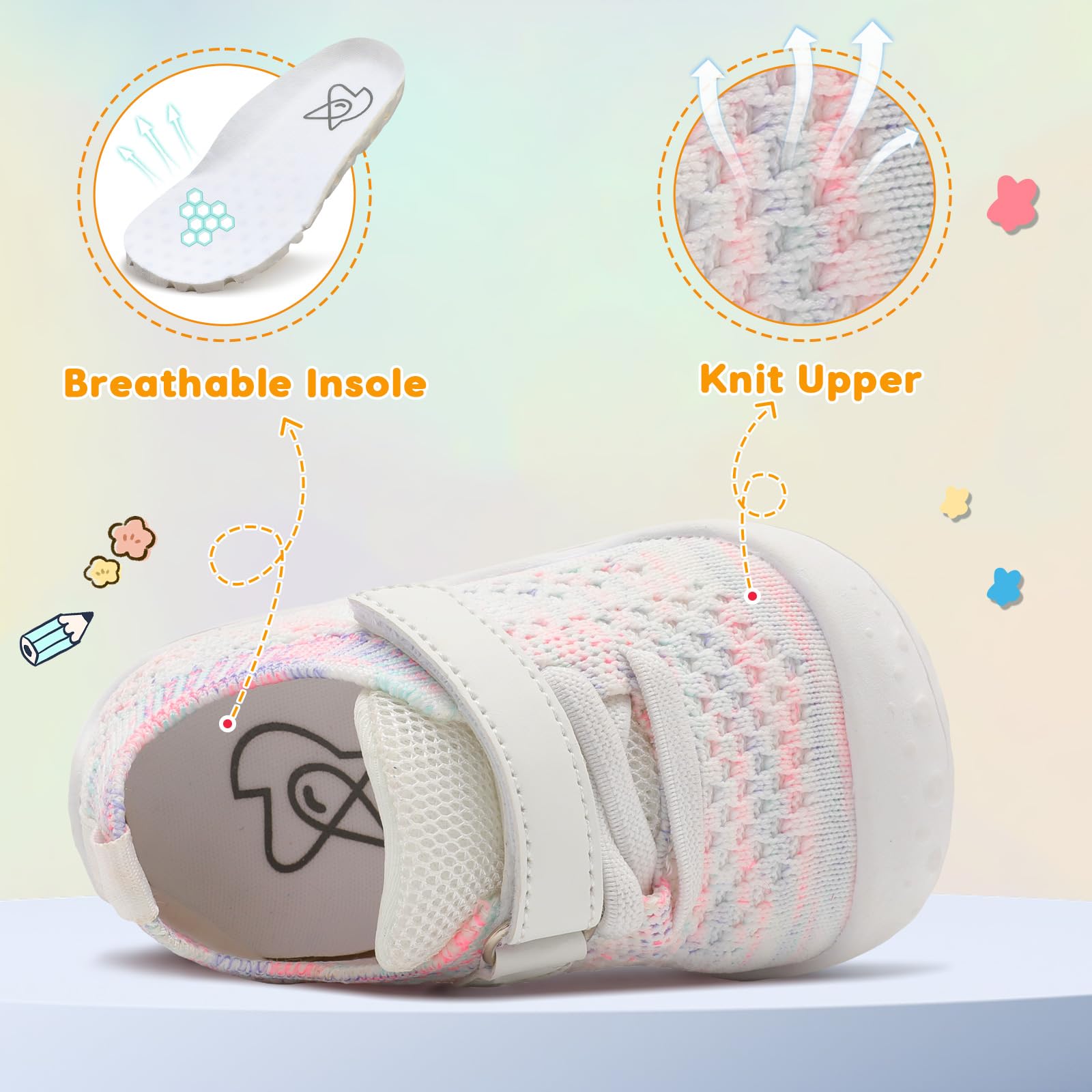 LeIsfIt Baby Walking Shoes for Girls & Boys - Lightweight Non-Slip First Walkers Infant Sneakers for Early Steps | Perfect for Indoor Play, Outdoor Adventures & Special Occasions