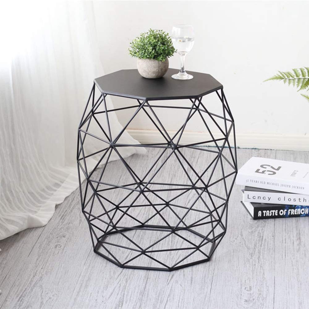 Modern Metal Side Table - Gold/Black Coffee Table, Corner Table, Bedside Table for Living Room, Balcony & Leisure Spaces (14.8