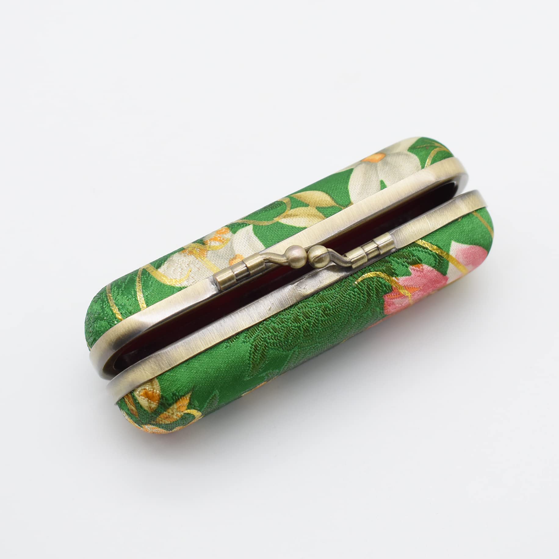 Floral Lipstick Case with Mirror for Women - Elegant Green Makeup Organizer for Travel, Home & Daily Use