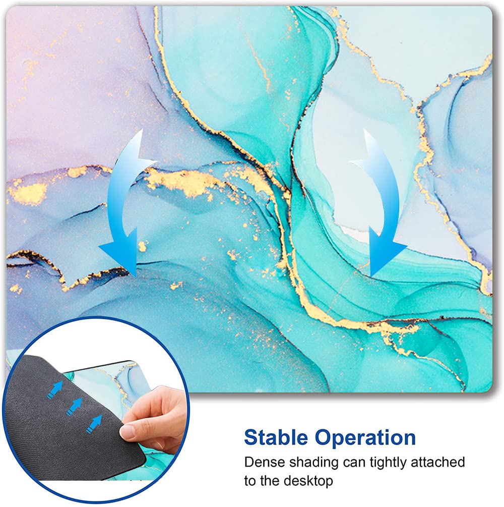 Cyan Blue Marble Mouse Pad - Non-Slip Rubber Base Washable Square Cloth Mousepad for Office, Laptop & Computer Desk | Perfect for Gaming, Work & Home Office Use