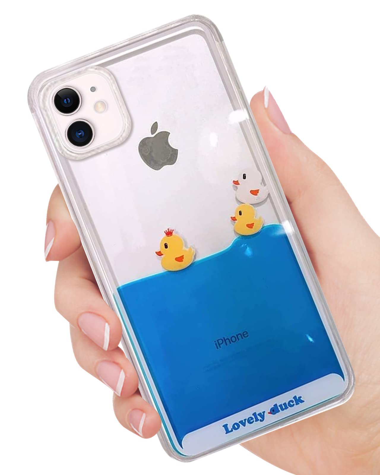 **SGVAHY iPhone 12 Pro Max Case - 3D Dynamic Blue Liquid Floating Ducks & Pirate Ship Design, Soft Silicone Bumper with Quicksand Hard Back Cover - Perfect for Daily Use, Travel, and Gifts**
