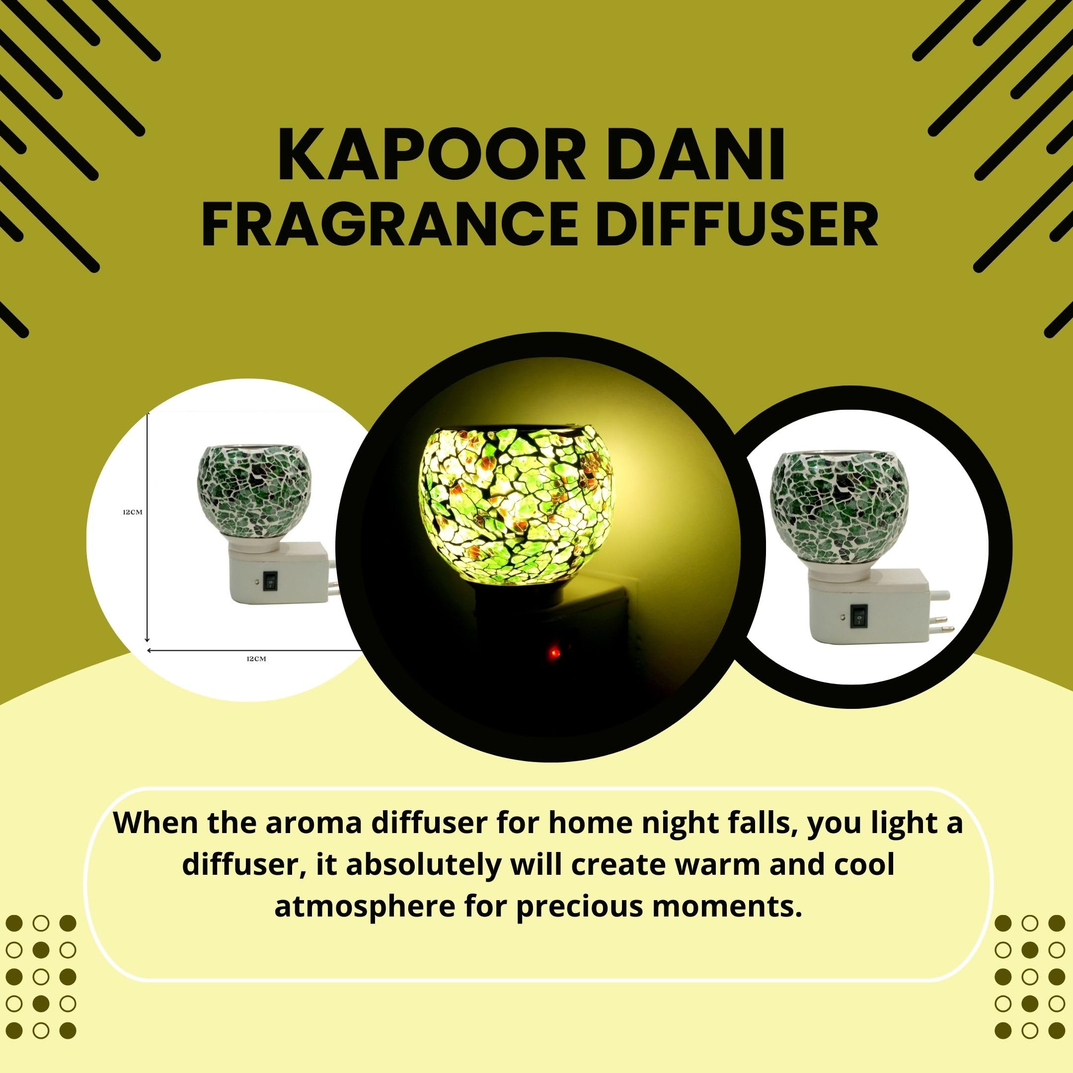 Premium Ceramic Aroma Diffuser & Night Light - 11oz Essential Oil Warmer with On/Off Switch, Multi-Functional Camphor Burner for Home, Office, Yoga & Spa Relaxation