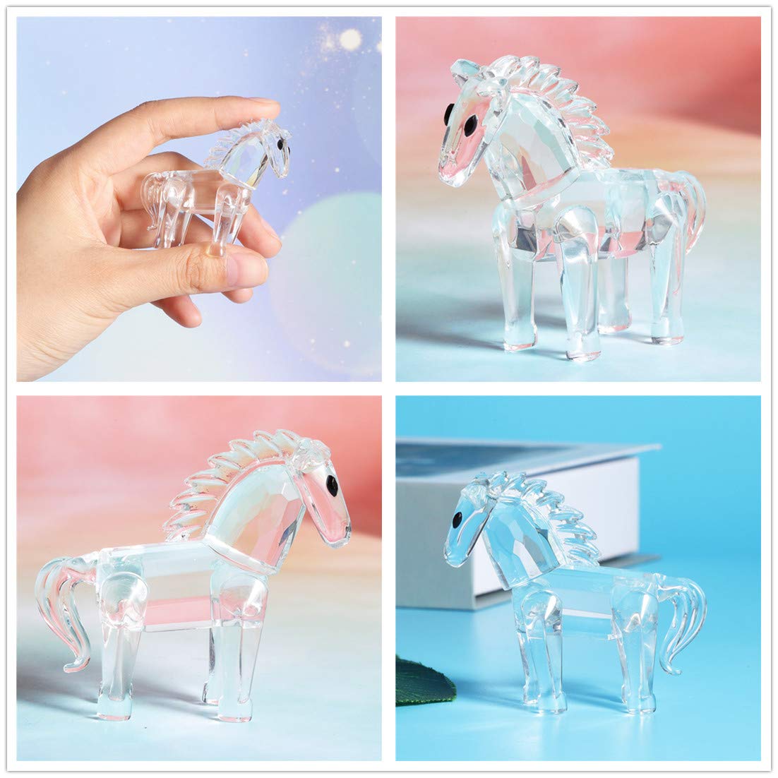 Waltz&F Crystal Small Horse Figurine - Elegant Collectible Table Statue for Home & Office Decor | Perfect Gift for Horse Lovers & Crystal Collectors