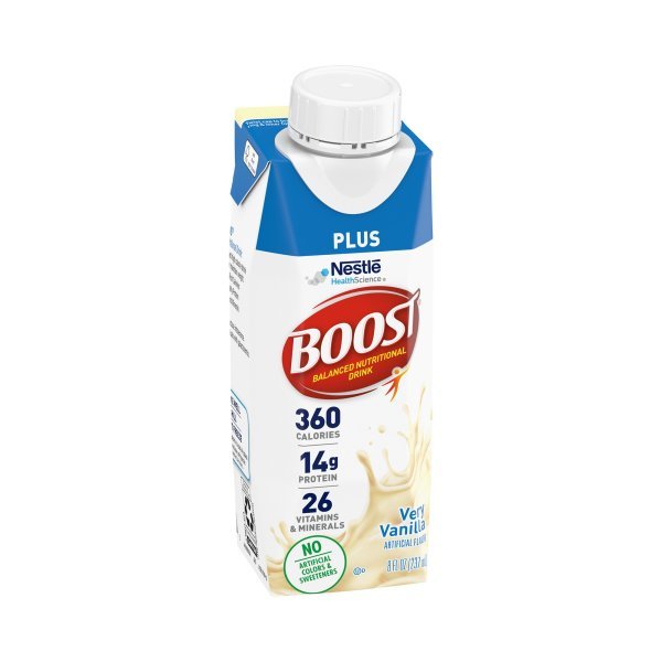 Boost Plus Nutritional Drink, 8 oz Cartons - High-Calorie Energy Drink for Adults & Seniors - Ideal for Weight Gain, Recovery & Daily Nutrition Support