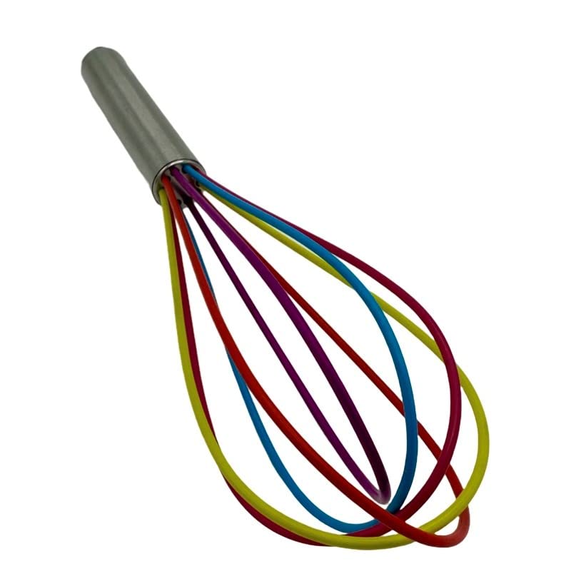 TIJAR® Silicone Kitchen Whisk - Stainless Steel with Soft Flexible Silicone, Durable & Flexible Baking Utensil for Mixing, Whisking, and Beating in Modern Kitchens
