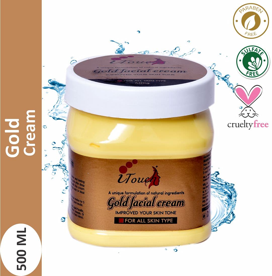 I TOUCH HERBAL Gold Cream - Moisturizing & Brightening Face & Body Cream for Glowing Skin | Whitening, Nourishing & Softening Formula (500ml) | Perfect for Daily Skincare & Nighttime Hydration