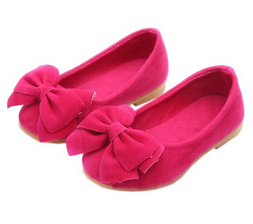 Faux Suede Bow Round Toe Ballet Flats Slip On Shoes for Kids - Comfortable & Stylish Toddler Girls' Flats for School, Playdates & Special Occasions
