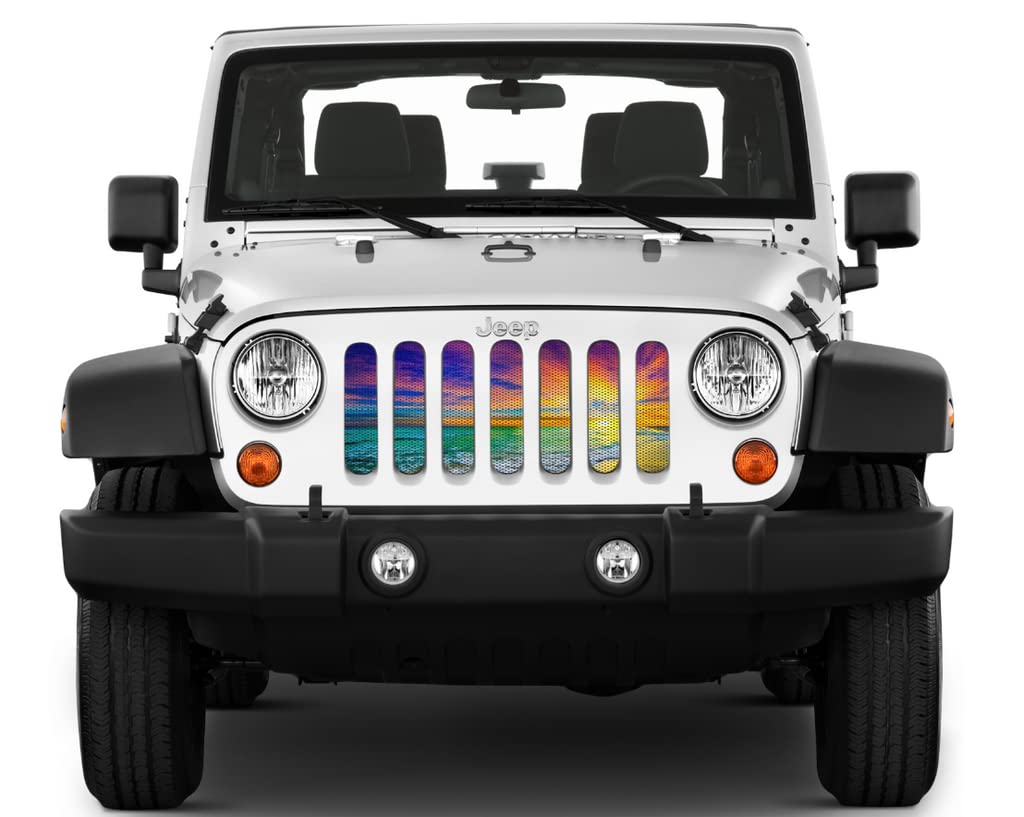Rust-Proof Aluminum Front Grille Insert for Jeep Wrangler JK & JKU (2007-2018) - Under the Sun Inserts - Sunset Color - Perfect for Off-Roading & Custom Jeep Modifications