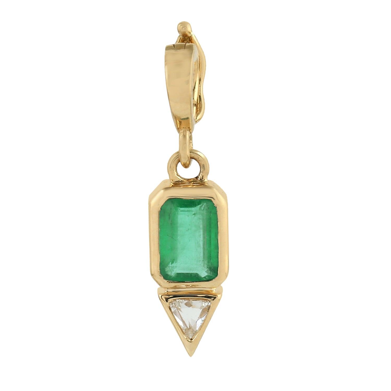 18K Yellow Gold Emerald Cut Emerald Diamond Pendant - Elegant Minimalist Charm Jewelry for Women, Perfect for Weddings, Anniversaries & Special Occasions