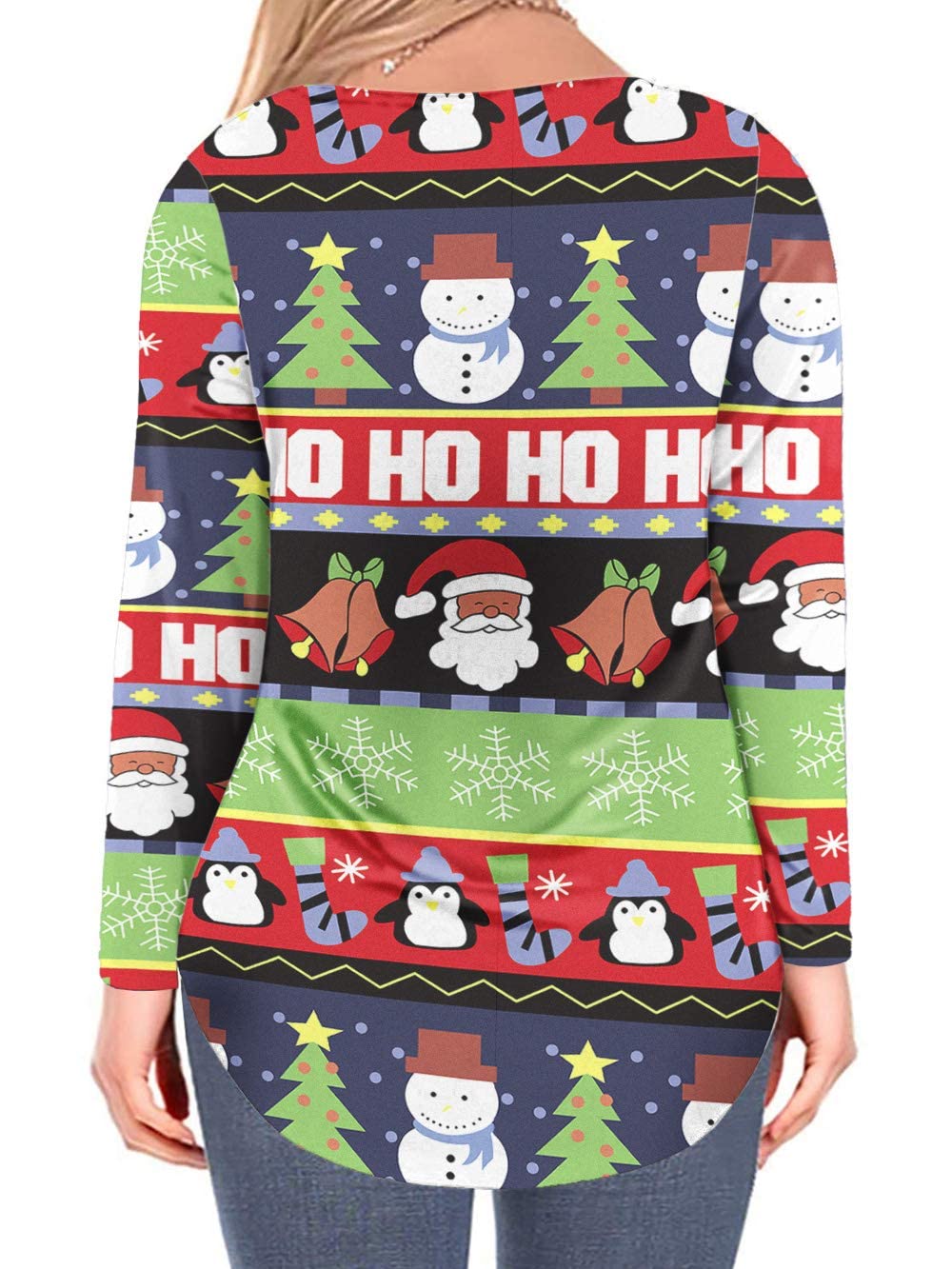 VISLILY Plus Size Christmas Shirts for Women - Holiday Tops Casual Tunics Tee - Festive Holiday Party & Family Gathering Outfits