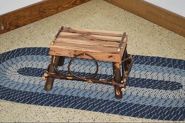 A & L Furniture Hickory Foot Stool - Rustic Wooden Ottoman for Living Room, Bedroom & Nursery - Perfect for Extra Seating, Footrest & Home Decor