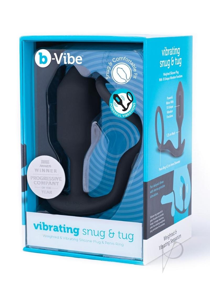 B Vibe Rechargeable Silicone Cock Ring & Anal Plug - Medium Black - Snug & Tug Vibrating Pleasure Toy for Couples & Solo Play - Enhances Intimacy & Sensation in Bedroom & Adult Play
