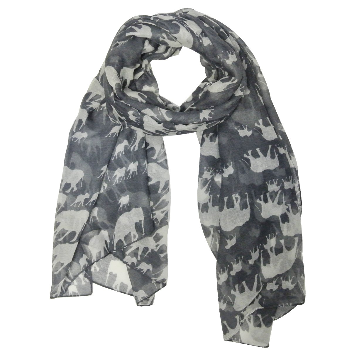 Wrapables Elephant Print Scarf Wrap - Soft Grey Fashion Shawl for Women | Perfect for Winter Warmth, Travel Accessories & Gift Ideas