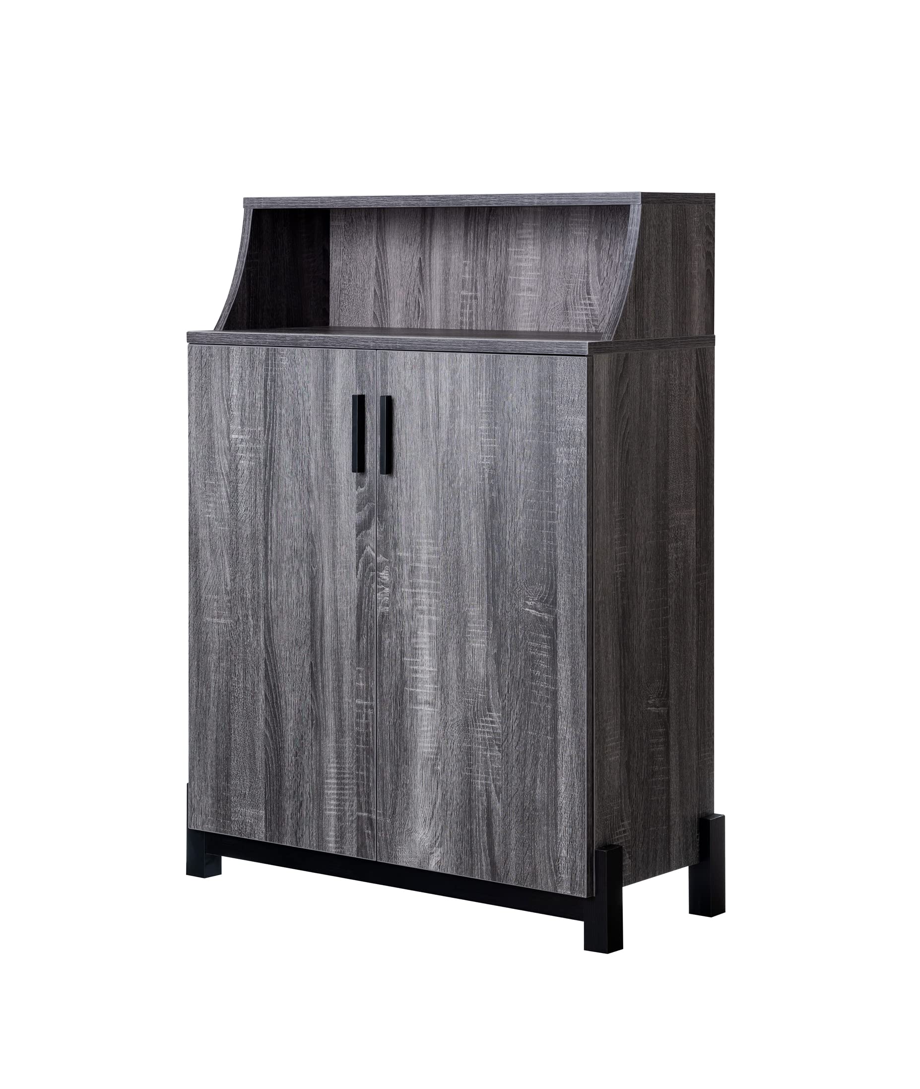 Multi-Function Storage Cabinet with Shoe Rack - Entryway Organizer for Living Room, Bedroom & Hallway - Space Saving Grey Cabinet (Perfect for Small Apartments & Closet Organization)