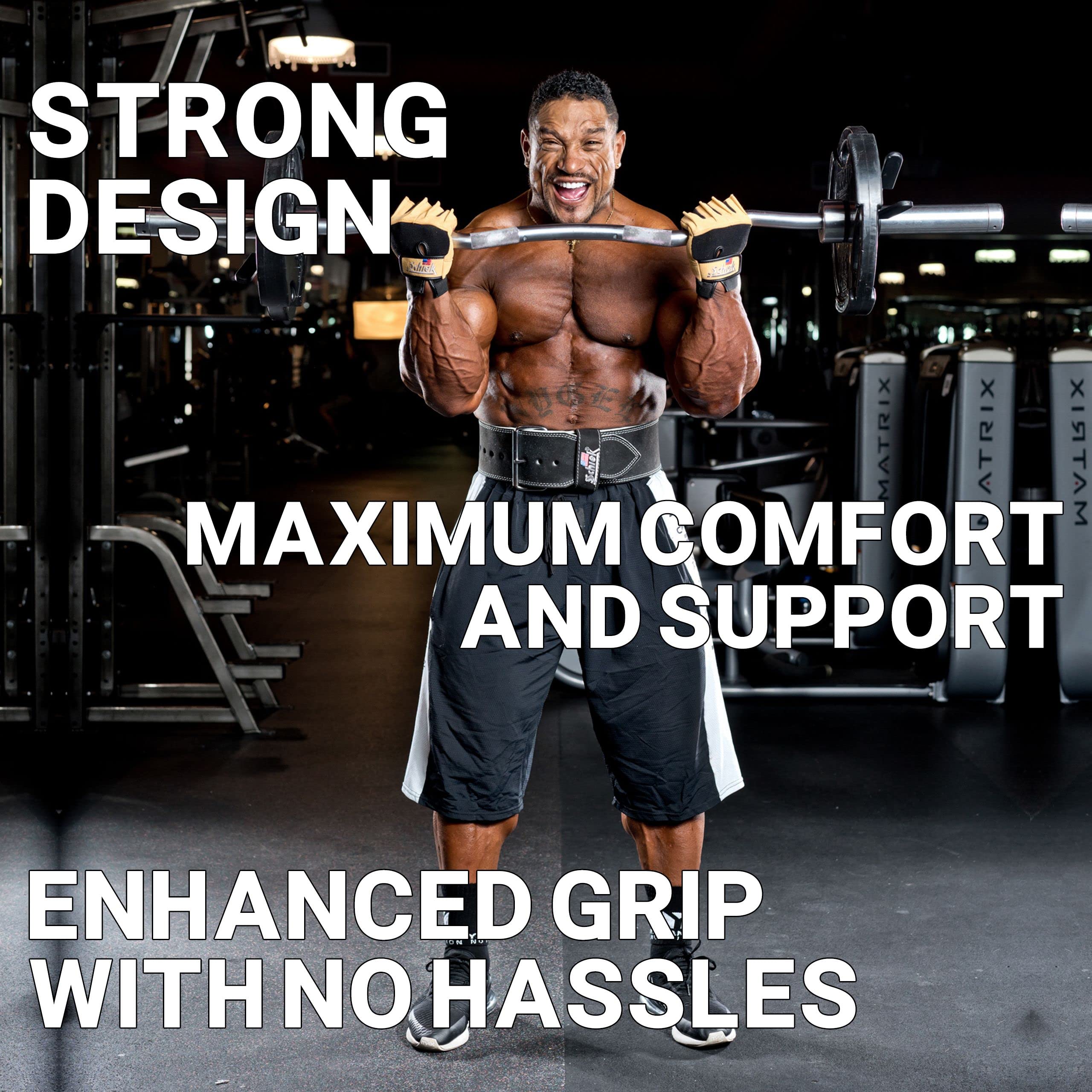 Schiek Sport Model 415 Power Lifting Fingerless Gloves - Durable Weight Lifting Grip Gloves for Gym, CrossFit & Strength Training - Perfect for Deadlifts, Pull-Ups & Barbell Workouts
