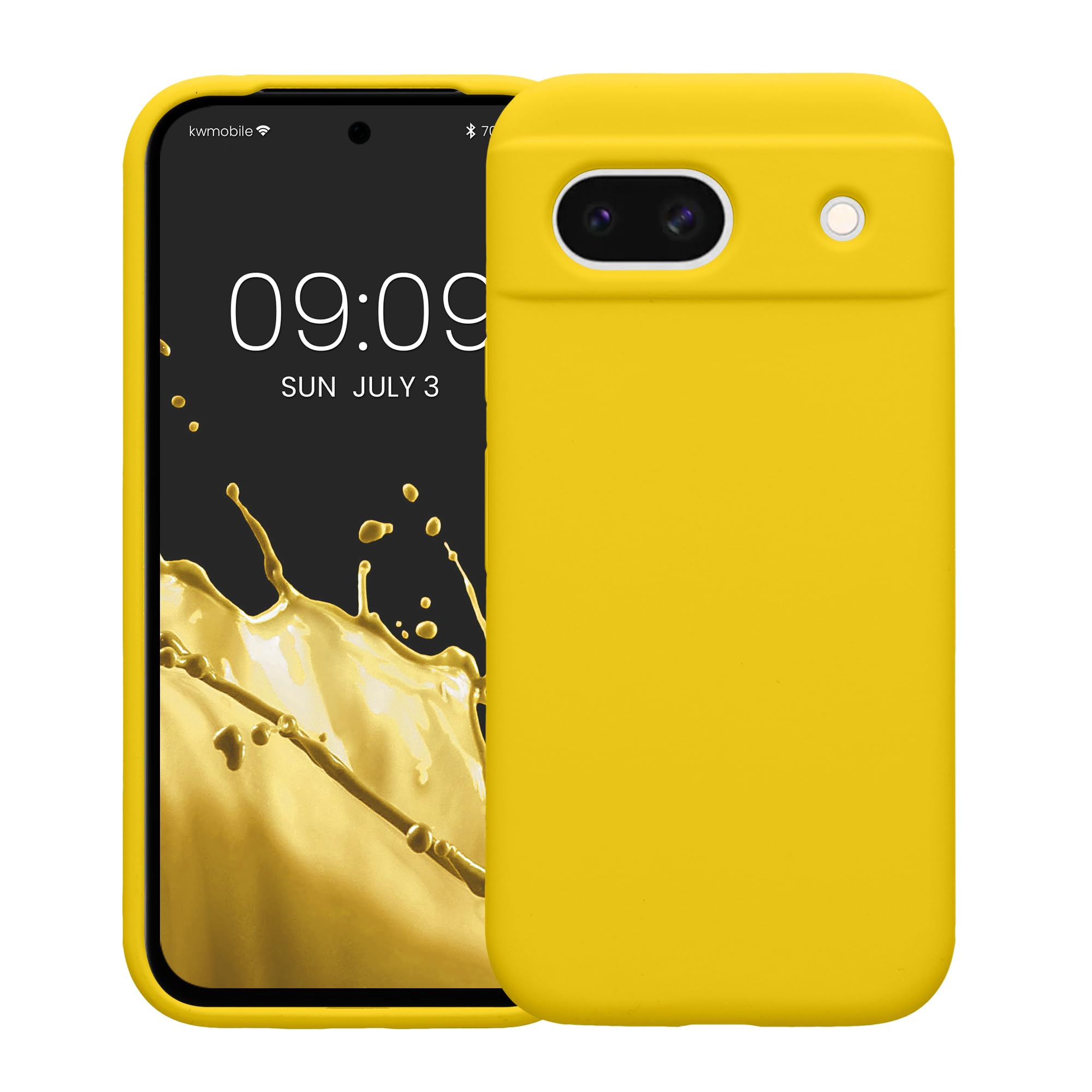 kwmobile Google Pixel 8a Case - Shockproof TPU Silicone Phone Cover with Soft Finish in Radiant Yellow - Perfect for Everyday Protection & Outdoor Activities