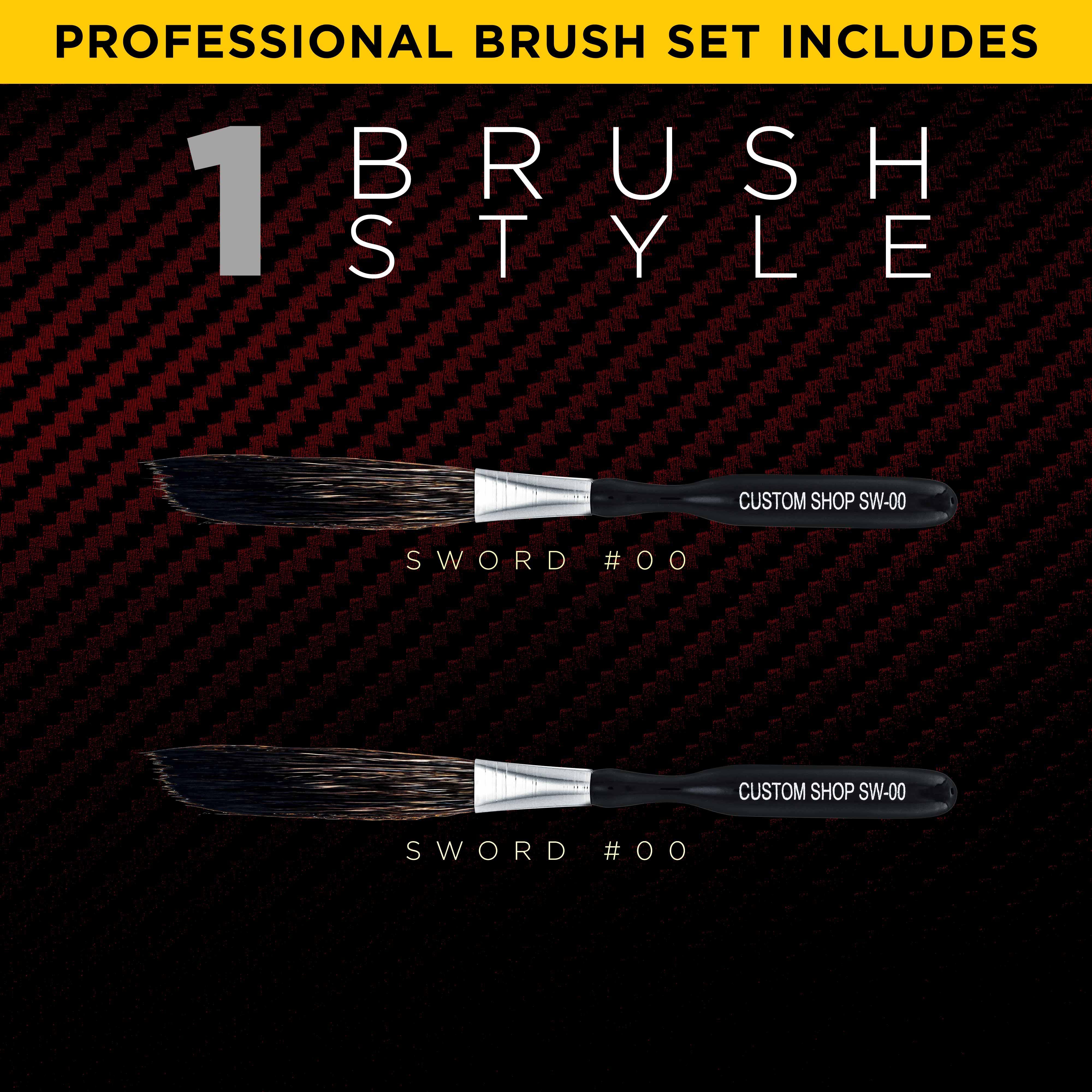 Custom Shop SW 00 Sword Pinstriper Brush #00 - 2 Squirrel Hair Brushes (Pack of 2) for Automotive Pinstriping, Sign Painting & Fine Art Detailing