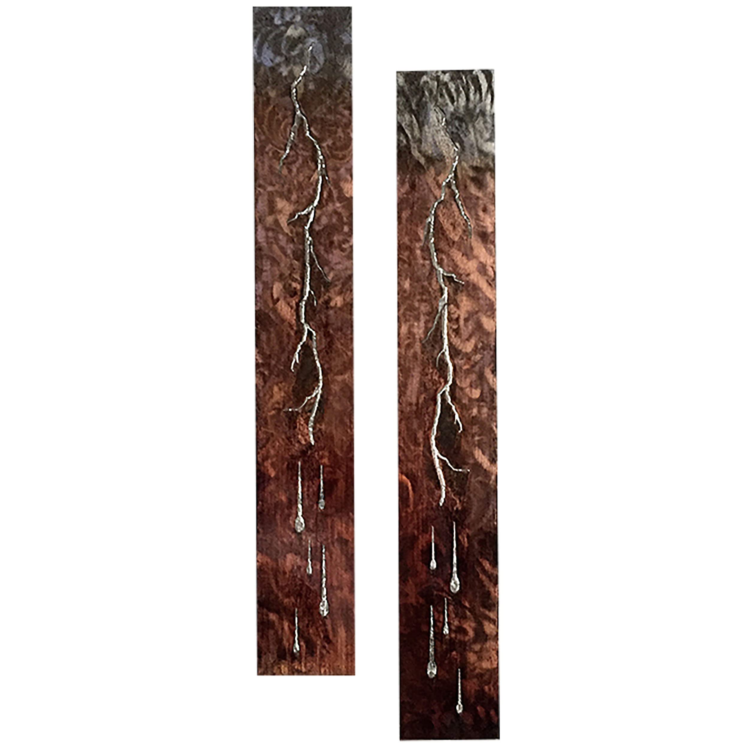 Stylish Silver Lightning Metal Wall Decor Set - Modern Home & Office Wall Art for Living Room, Bedroom, or Office Space