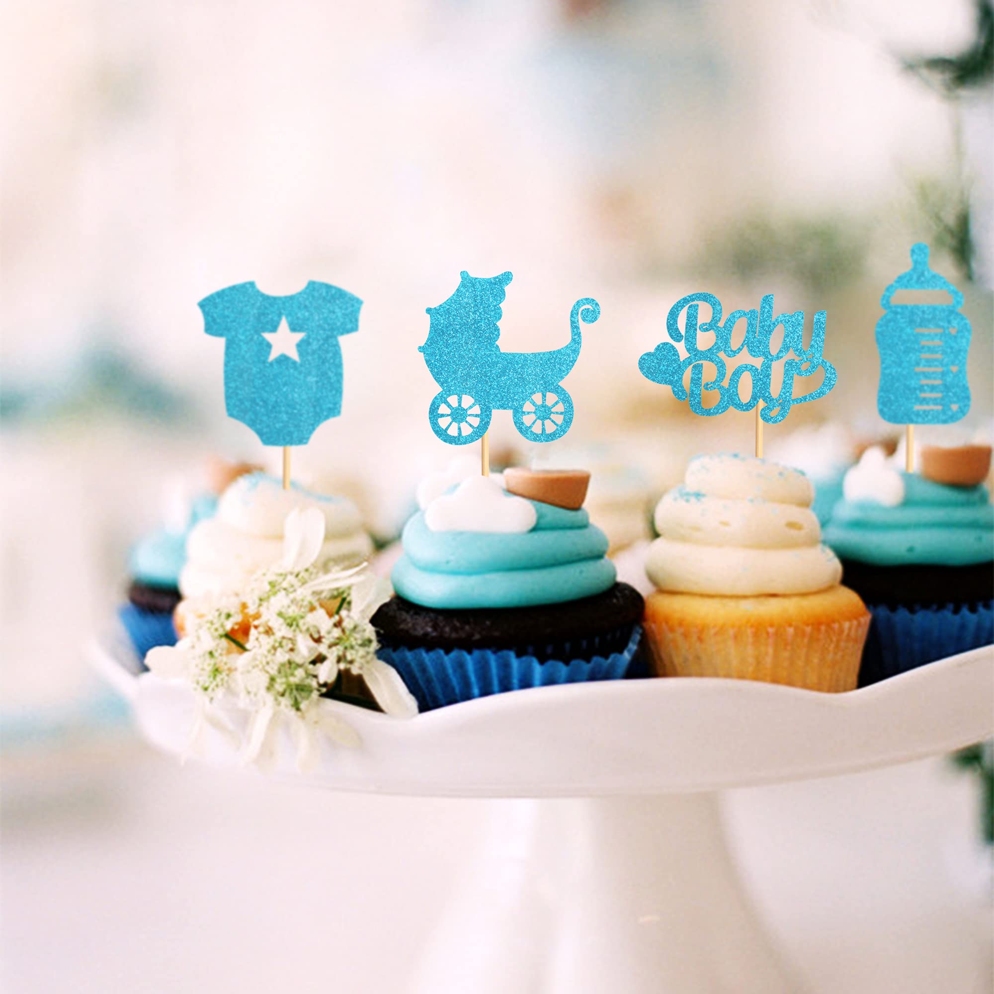 36 Pack Baby Shower Cupcake Toppers for Boys - Adorable Baby Shower Cake Decorations, Birthday Party Cupcake Picks - Perfect for Baby Showers, Gender Reveals & 1st Birthday Celebrations