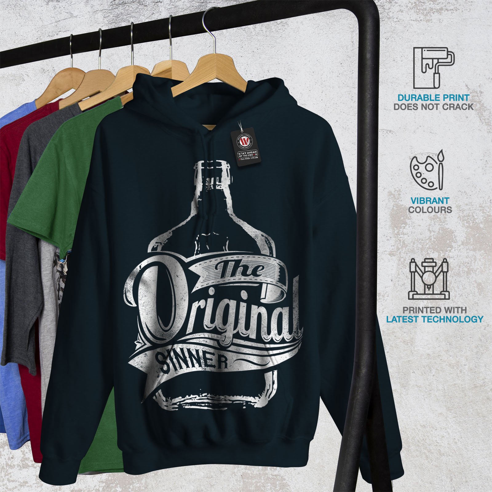 Funny Sinner Men's Hoodie - Unique Rum Themed Pullover Sweatshirt for Casual Wear & Gifts