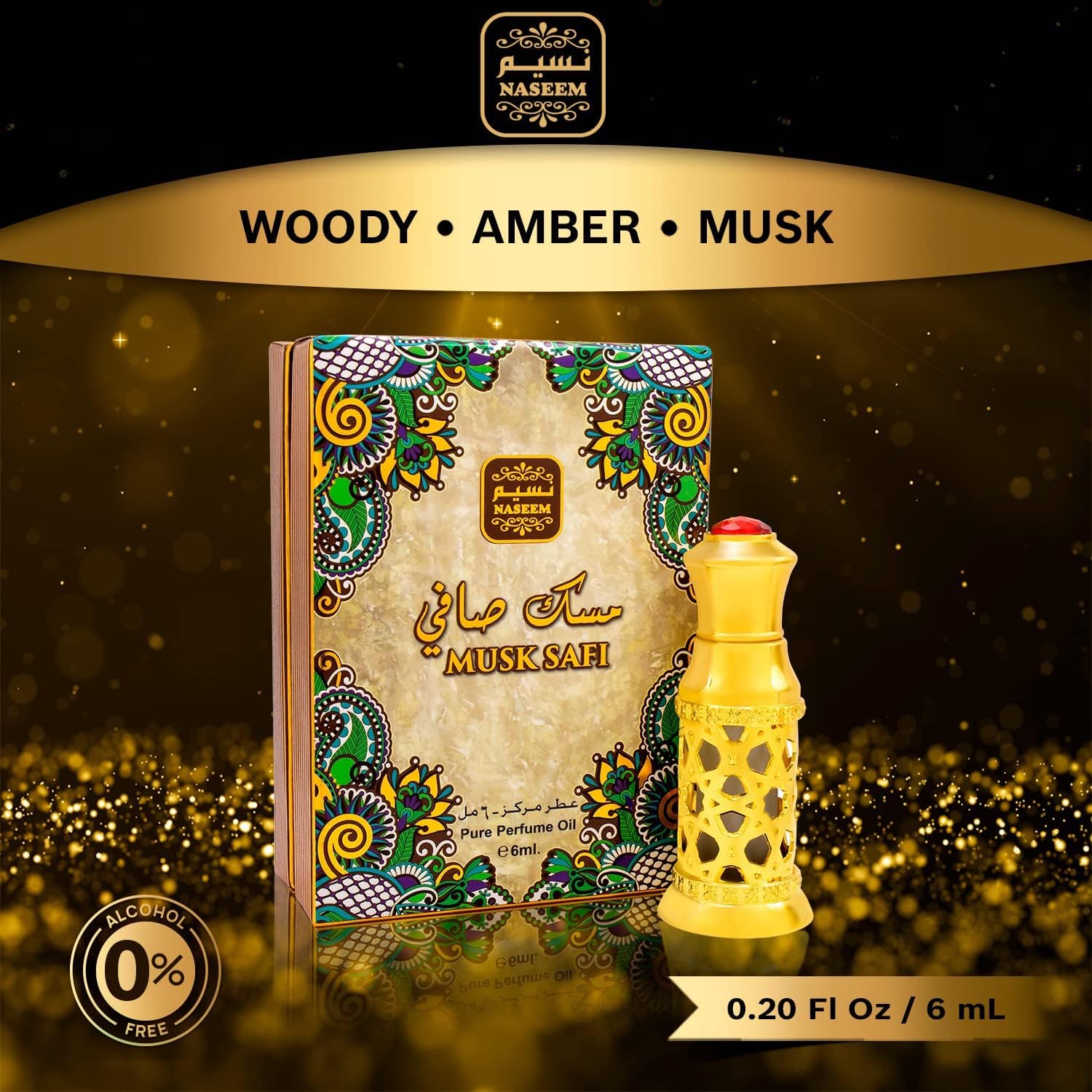 Premium Nasseem Musk Safi Alcohol-Free Perfume Oil – Long Lasting Arabian Fragrance with Musk, Amber & Sandalwood Notes – Unisex Concentrated Perfume Oil (6ml) for Daily Wear, Special Occasions & Gift Giving
