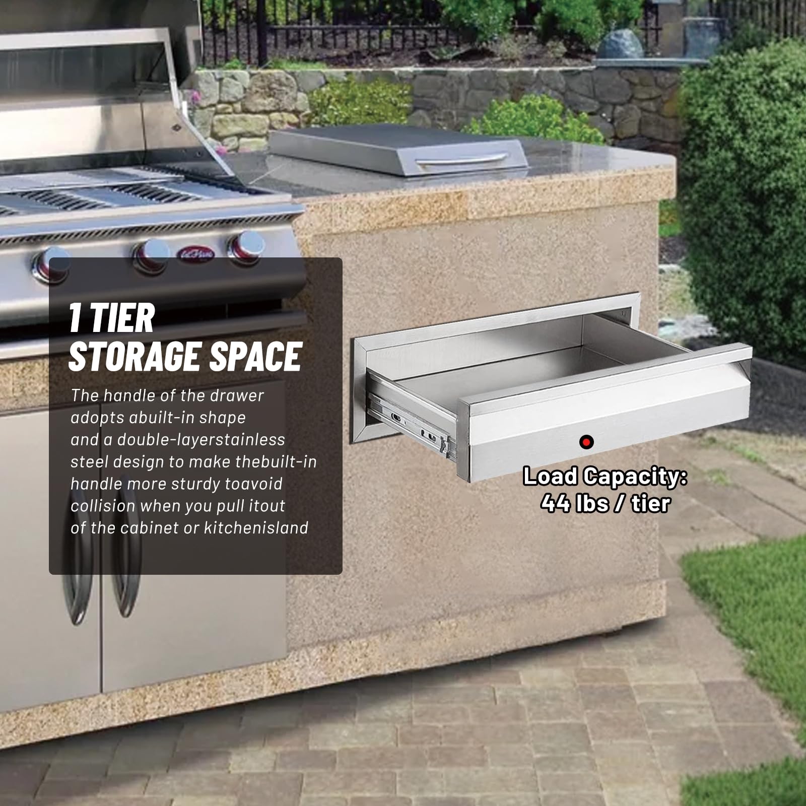 Stainless Steel Outdoor Kitchen Drawer - 24
