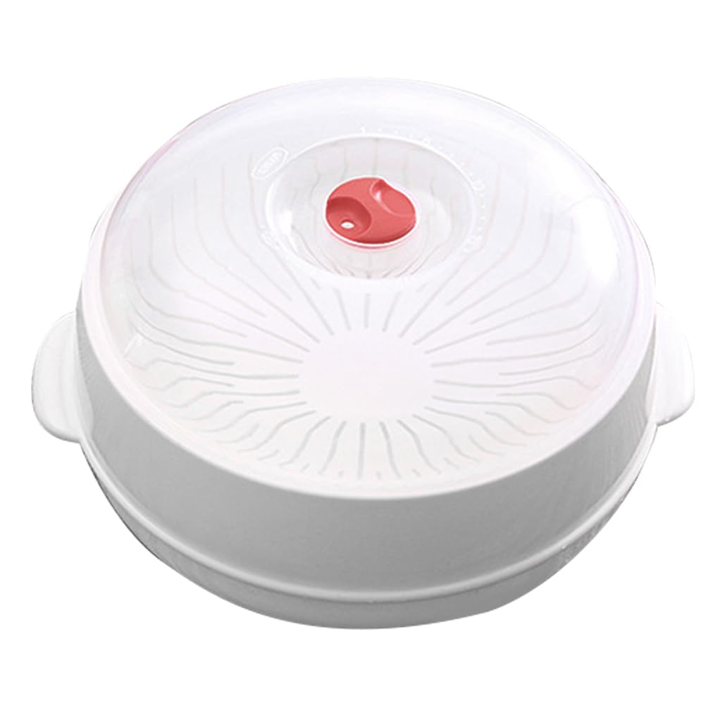DOITOOL Microwave Steamer with Lid - BPA-Free Plastic Food Steamer for Rice, Fish, Meat & Dumplings - Round White Kitchen Cooking Container for Healthy Meals | Perfect for Meal Prep, Leftovers & Quick Snacks