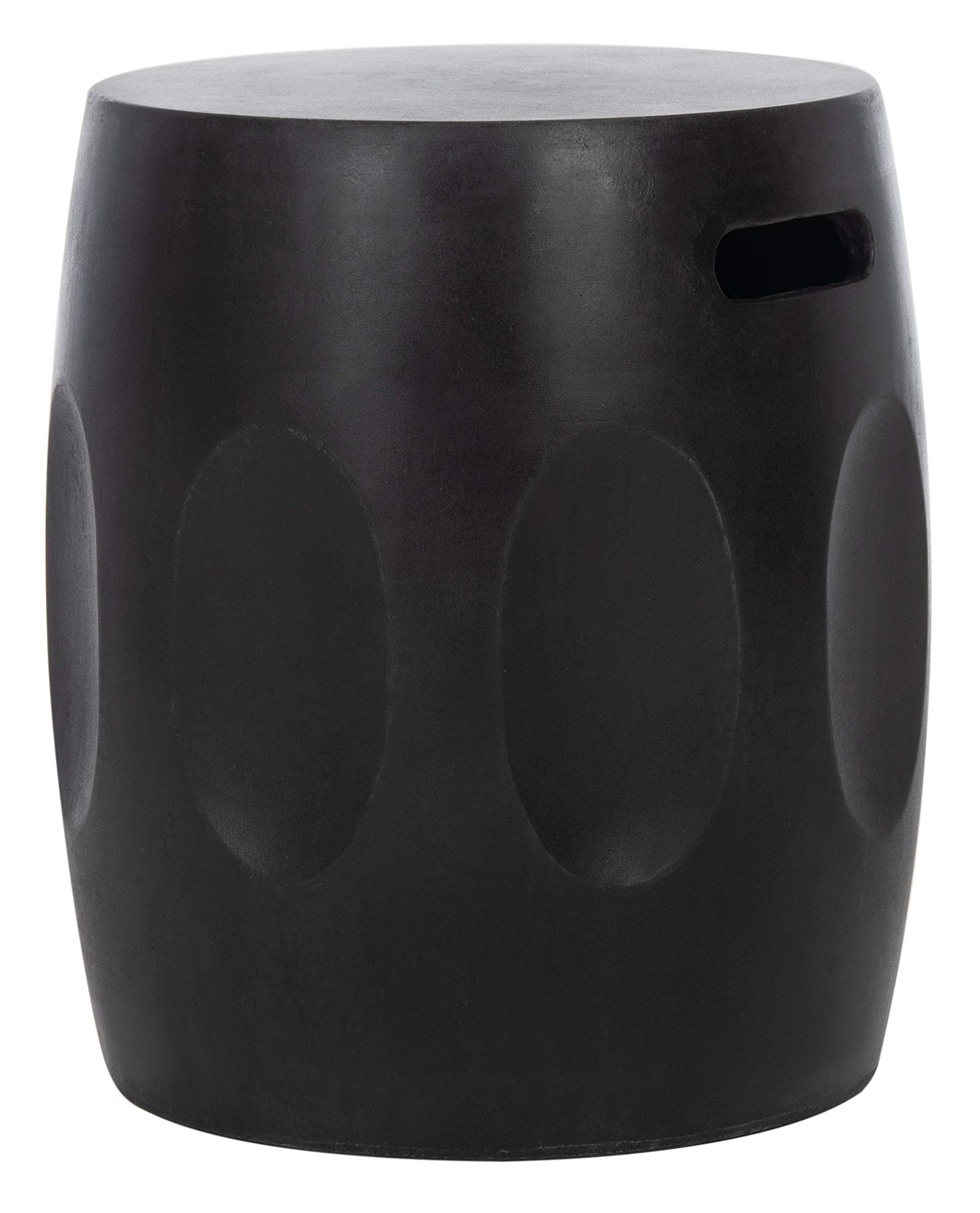 SAFAVIEH Zuri Black Modern Concrete Round Outdoor Accent Table - Perfect for Patio, Garden, and Poolside Decor