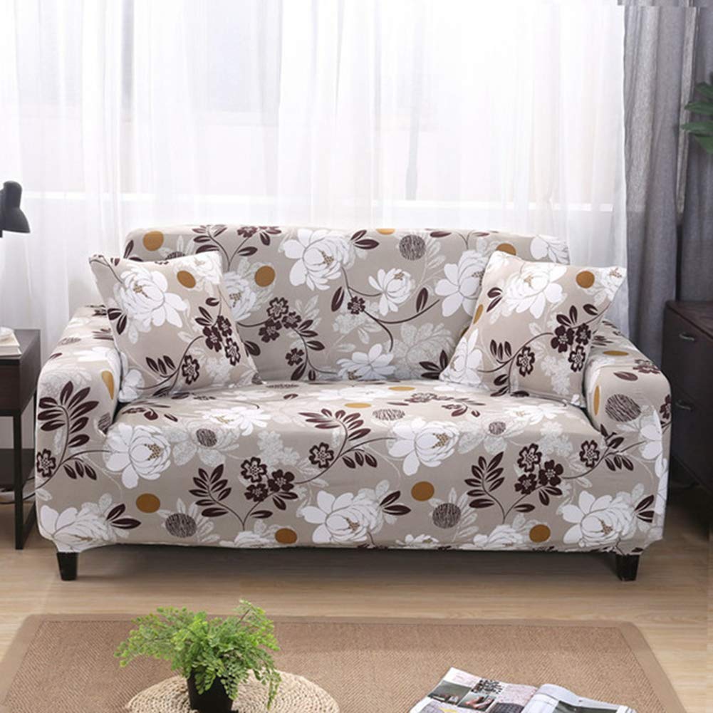 Stretch Floral Printed Sofa Cover Universal Size - Anti-Dust Couch Slipcover for Loveseat & Sectional - Home Decor Living Room Furniture Protection (Perfect for Pets, Kids & Daily Use)