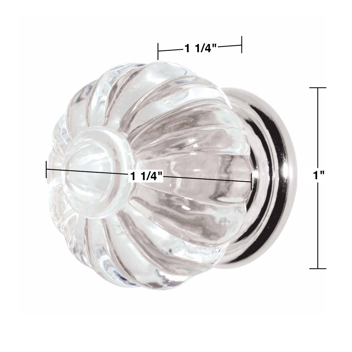 10 Pack Clear Acrylic Cabinet Knobs and Pulls - 1-1/4 Inch Diameter with Chrome Back - Modern Kitchen & Bathroom Hardware for Drawers and Cabinets