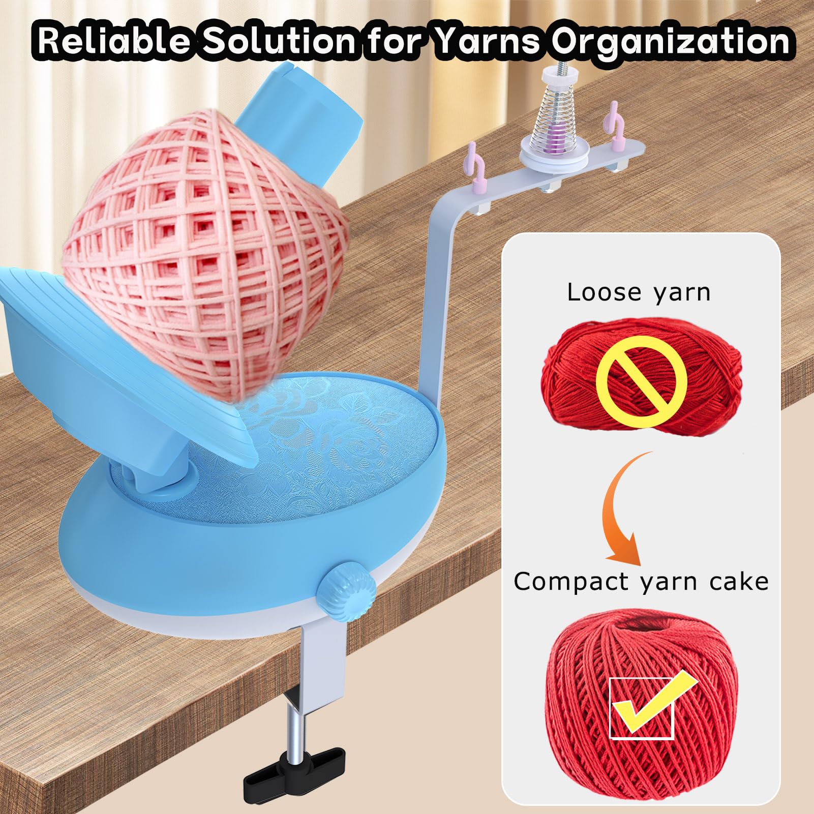 Electric Yarn Winder - Large Capacity Automatic Yarn Ball Winder with Adjustable Speed for Crocheting & Knitting | Works with Yarn Swift | Easy to Use Yarn Cake Winder for DIY Handmade Projects & Crafting