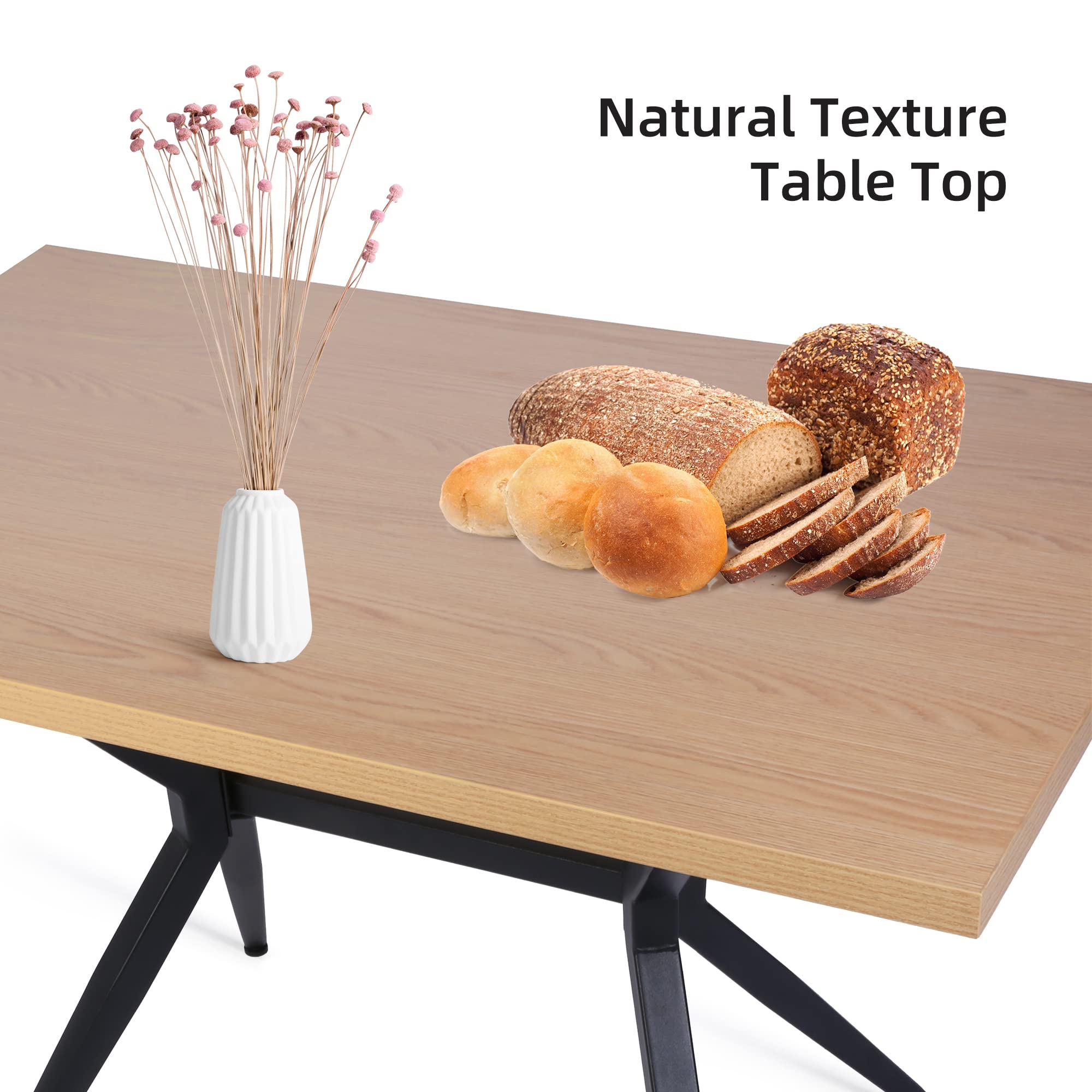 Modern Cross Metal Leg Wooden Dining Table - 48